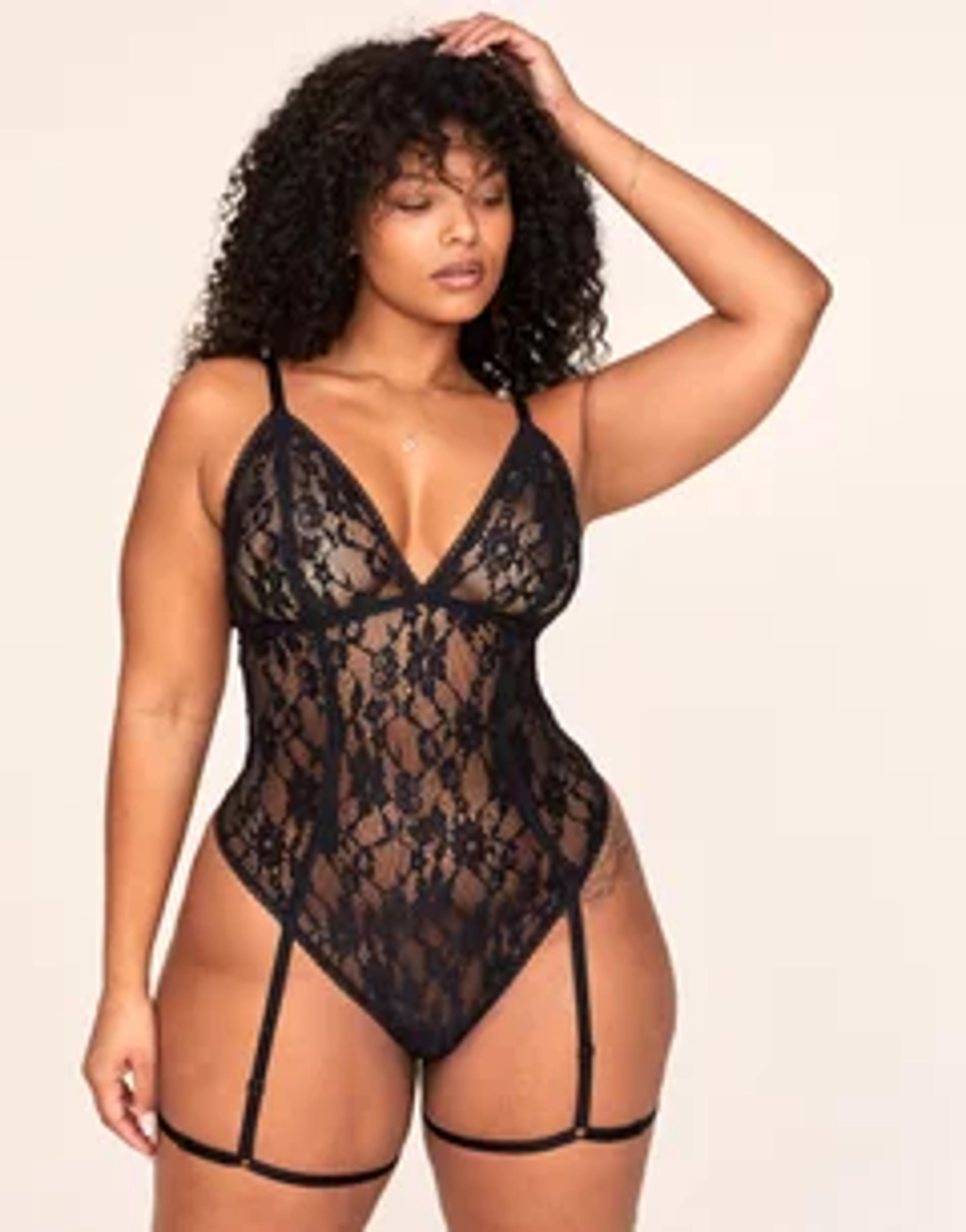 Clarisse Unlined Plus Bodysuit Black