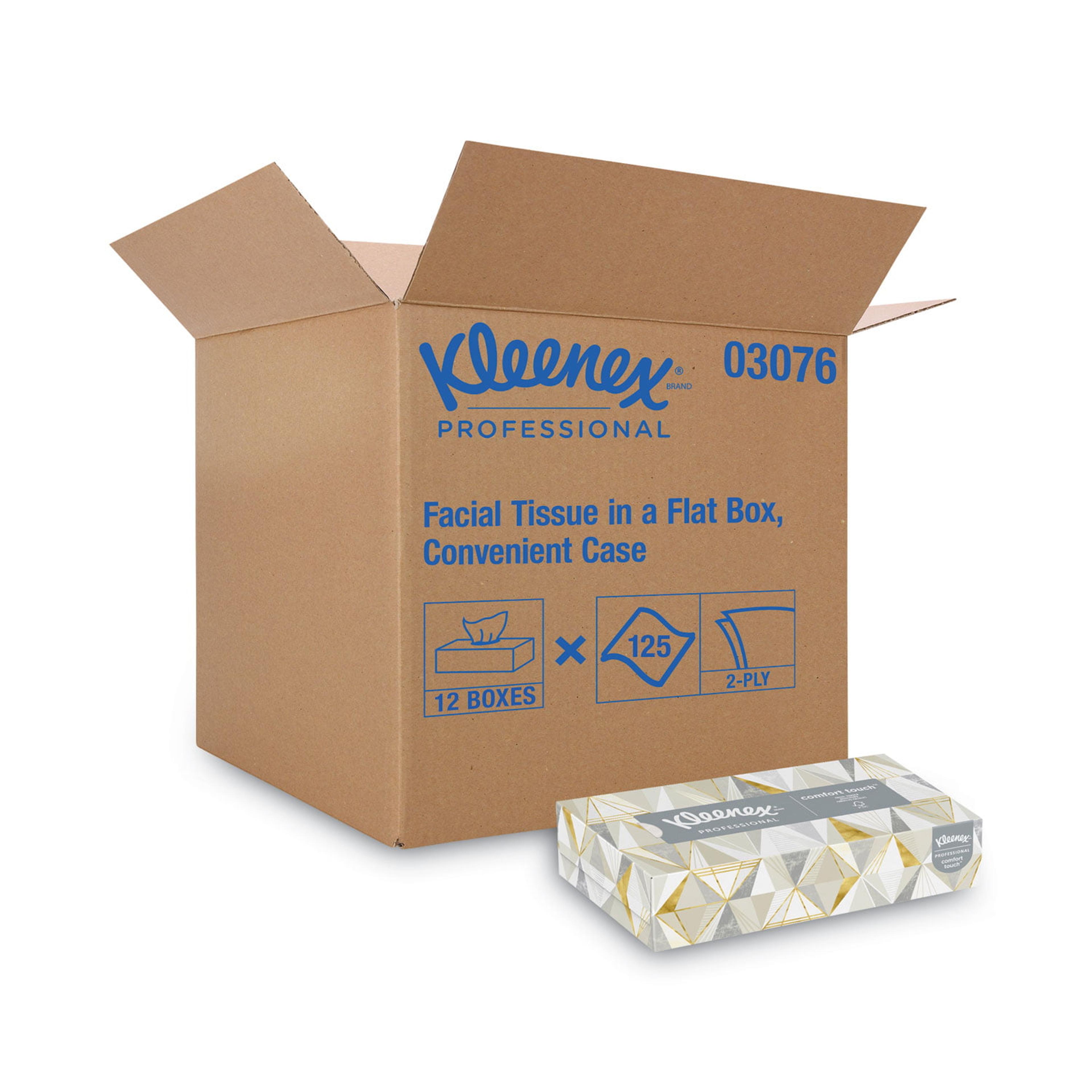 Kleenex White Facial Tissue, 2-Ply, 125 Sheets/Box, 12 Boxes/Carton -KCC03076 - Walmart.com