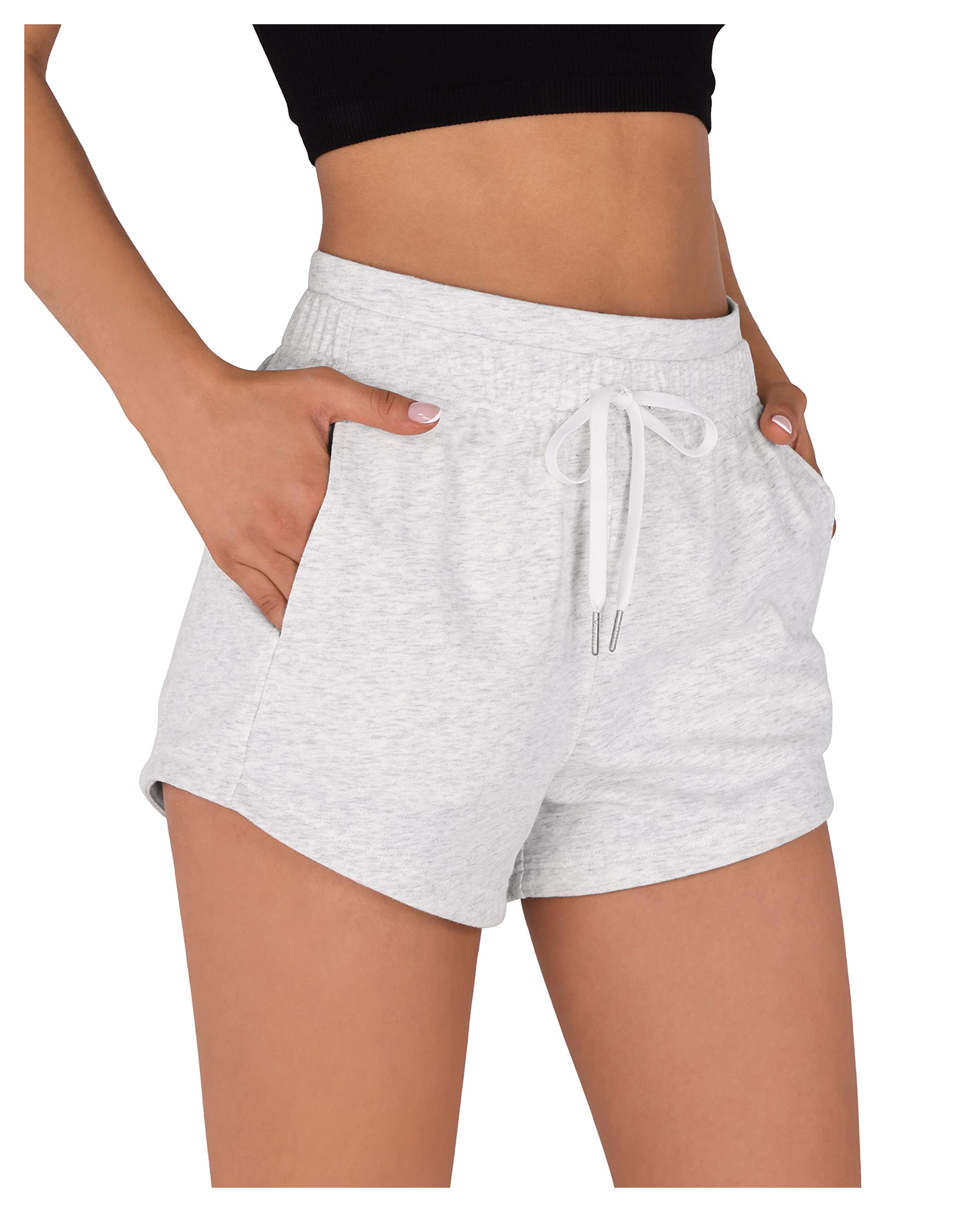 ODODOS Women's Sweat Shorts with Pockets Cotton French Terry Drawstring Summer Workout Casual Lounge Shorts