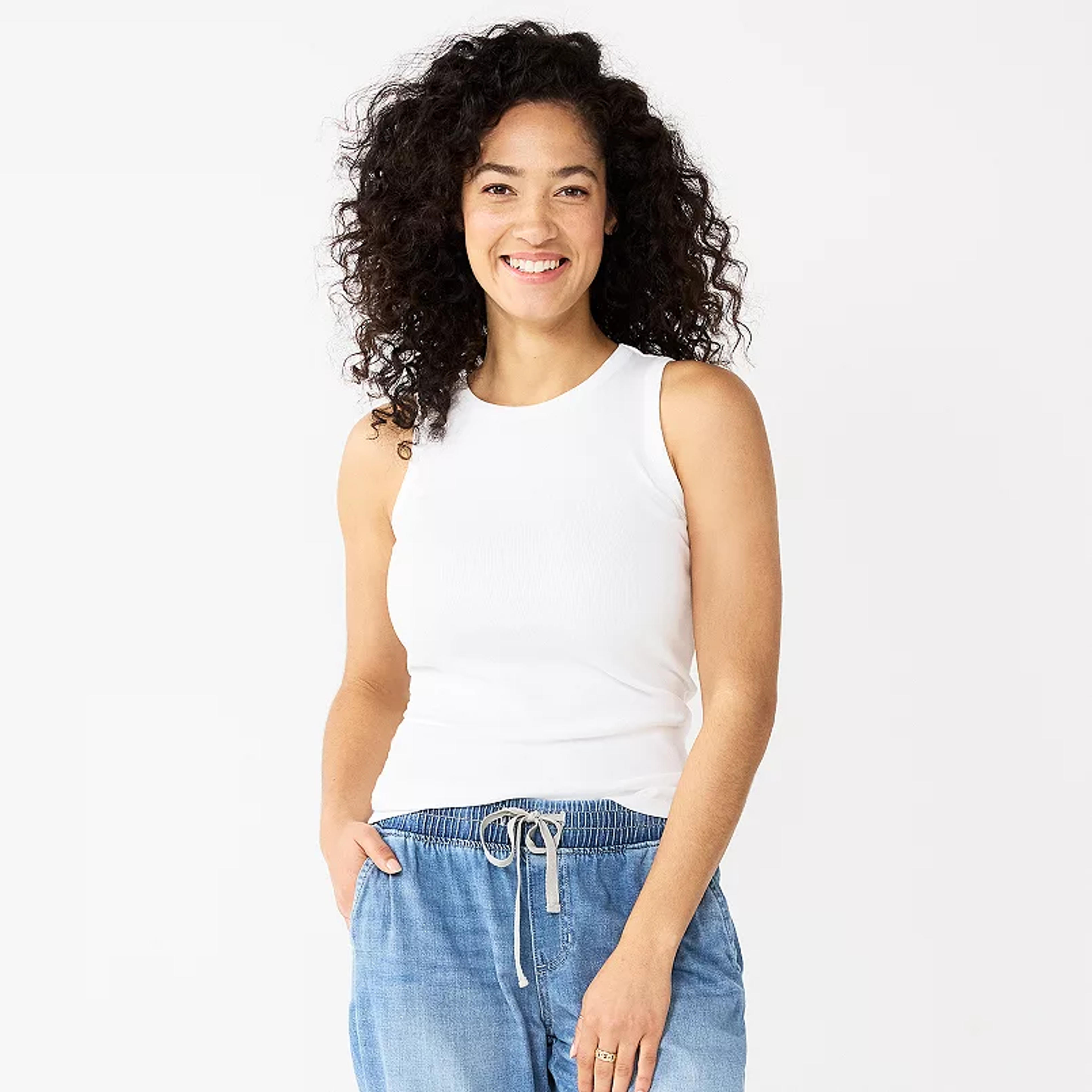 Women's Sonoma Goods For Life® Slim Fit High Neck Rib Tank