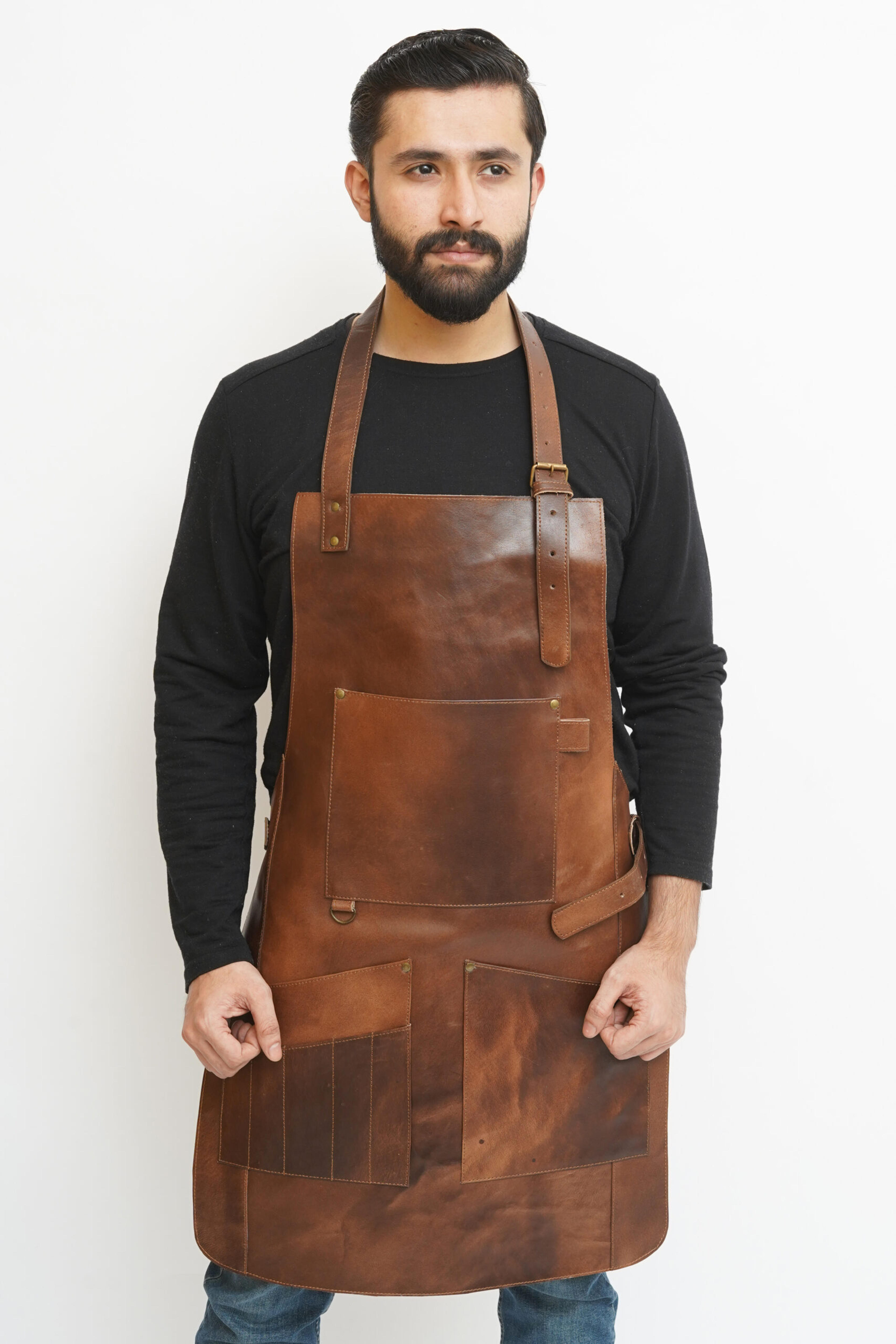 Men’s Genuine Leather Apron with Pockets