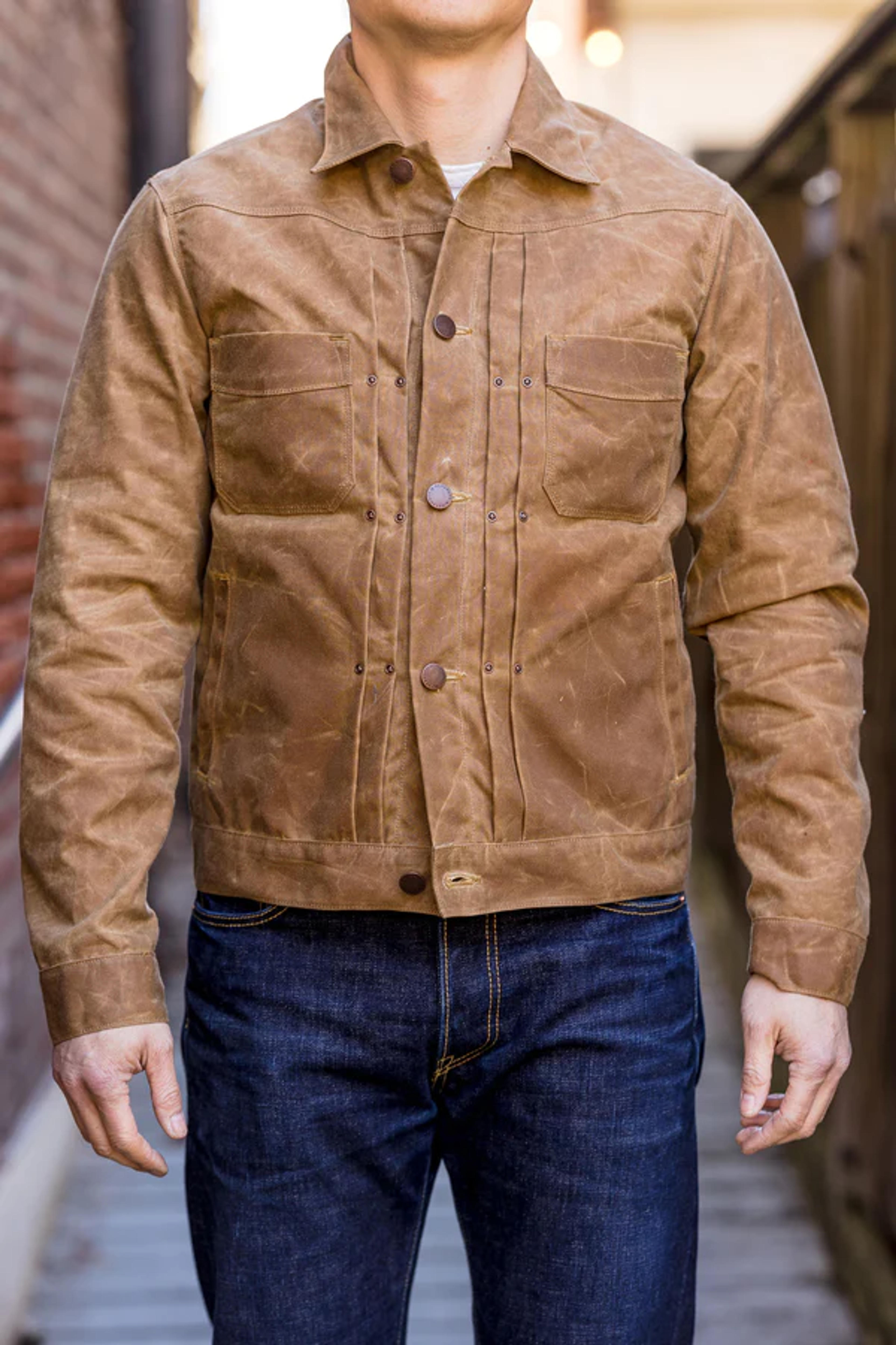 Freenote Cloth Riders Jacket Waxed Canvas- Rust - Franklin & Poe