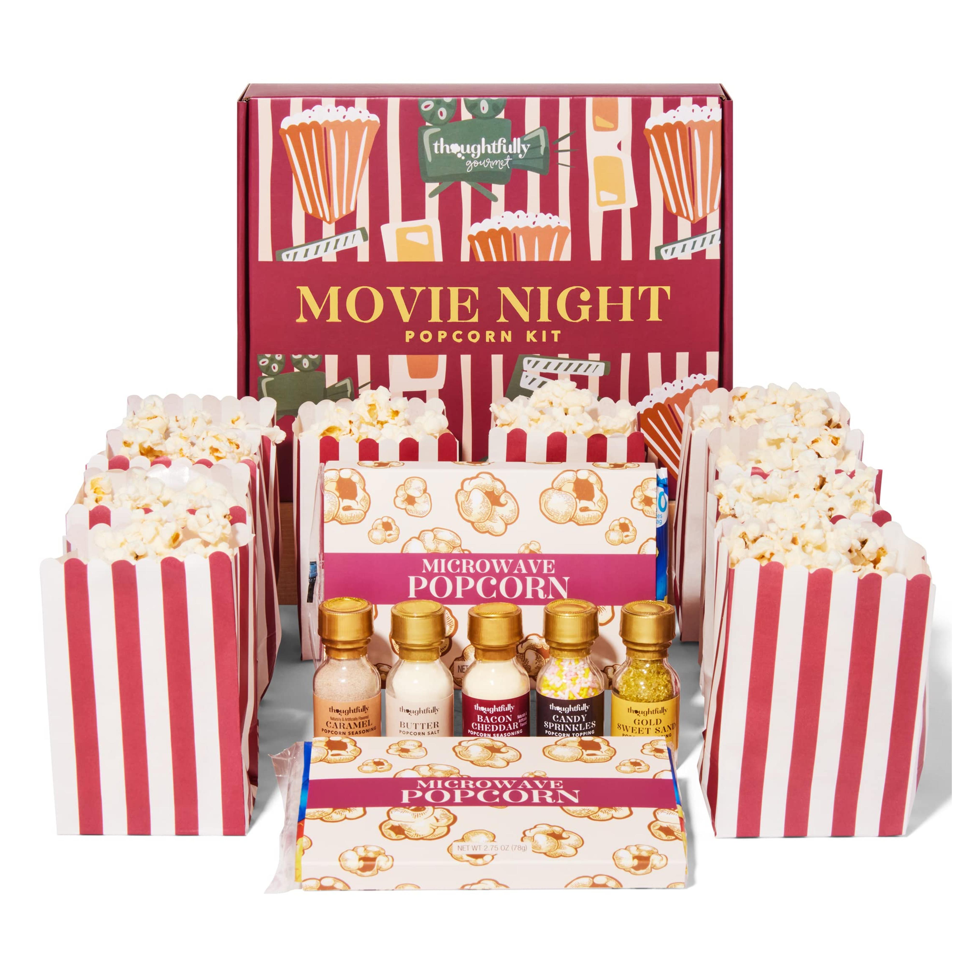 Amazon.com: Thoughtfully Gourmet, Movie Night Popcorn Set, Includes Orville Redenbacher’s Microwave Popcorn, 10 Paper Popcorn Bags, 5 Popcorn Seasonings & Toppings