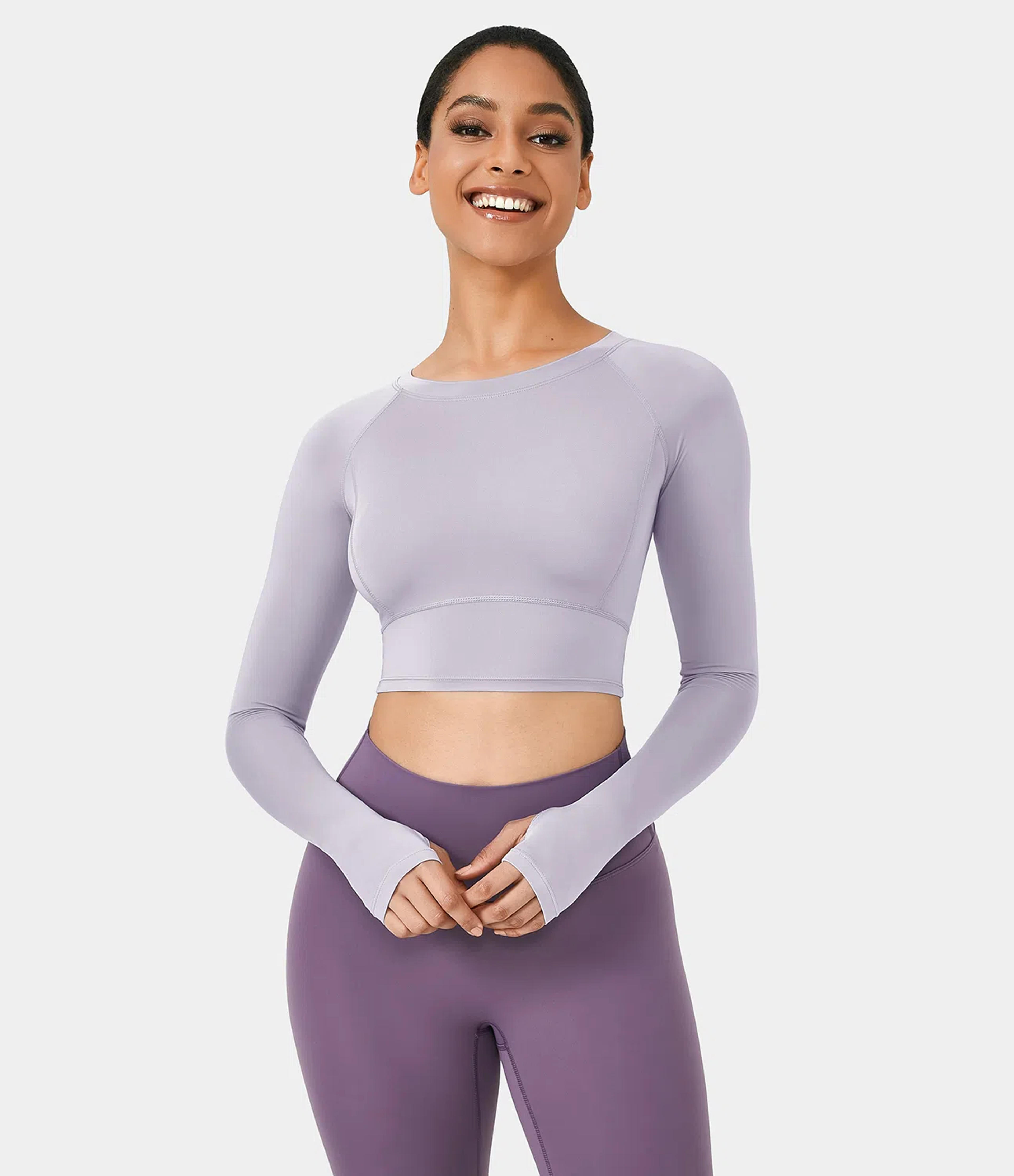 In My Feels Solid Thumb Hole Cropped Sports Top