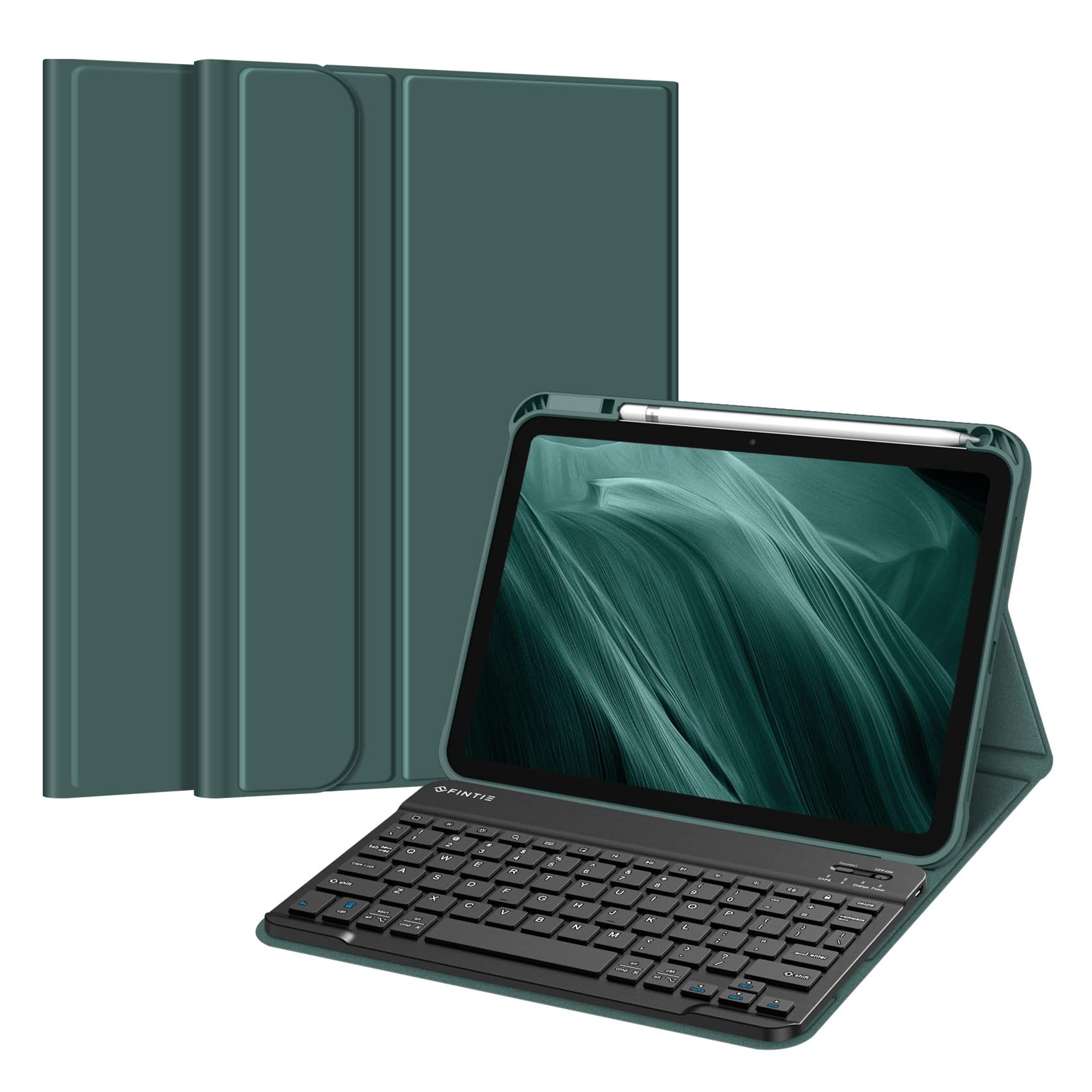 Fintie Keyboard Case for iPad Air 5th Generation (2022) / iPad Air 4th Gen (2020) 10.9 Inch with Pencil Holder - Soft TPU Back Cover with Magnetically Detachable Bluetooth Keyboard, Midnight Green