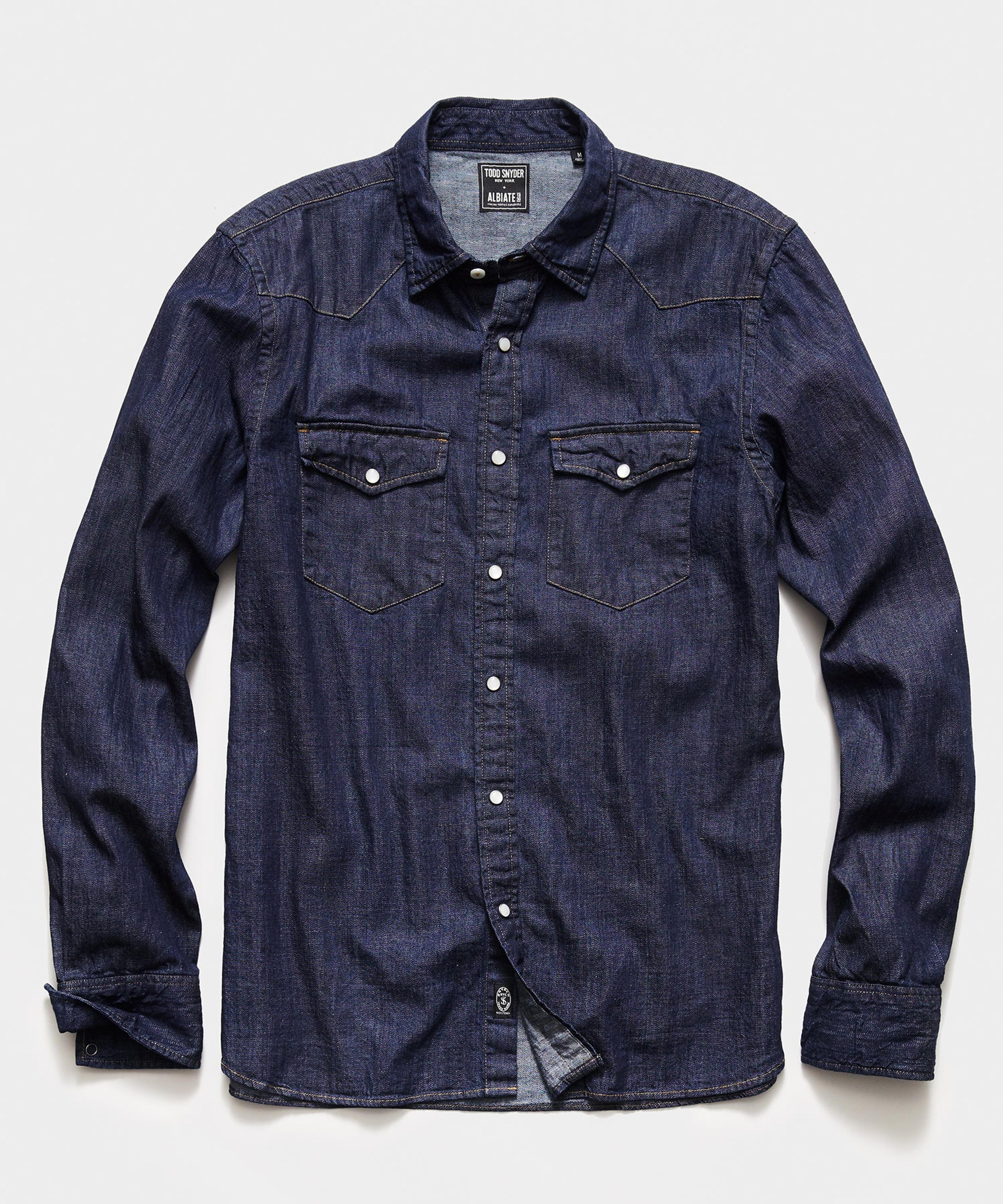 Denim Western Long Sleeve Shirt in Indigo