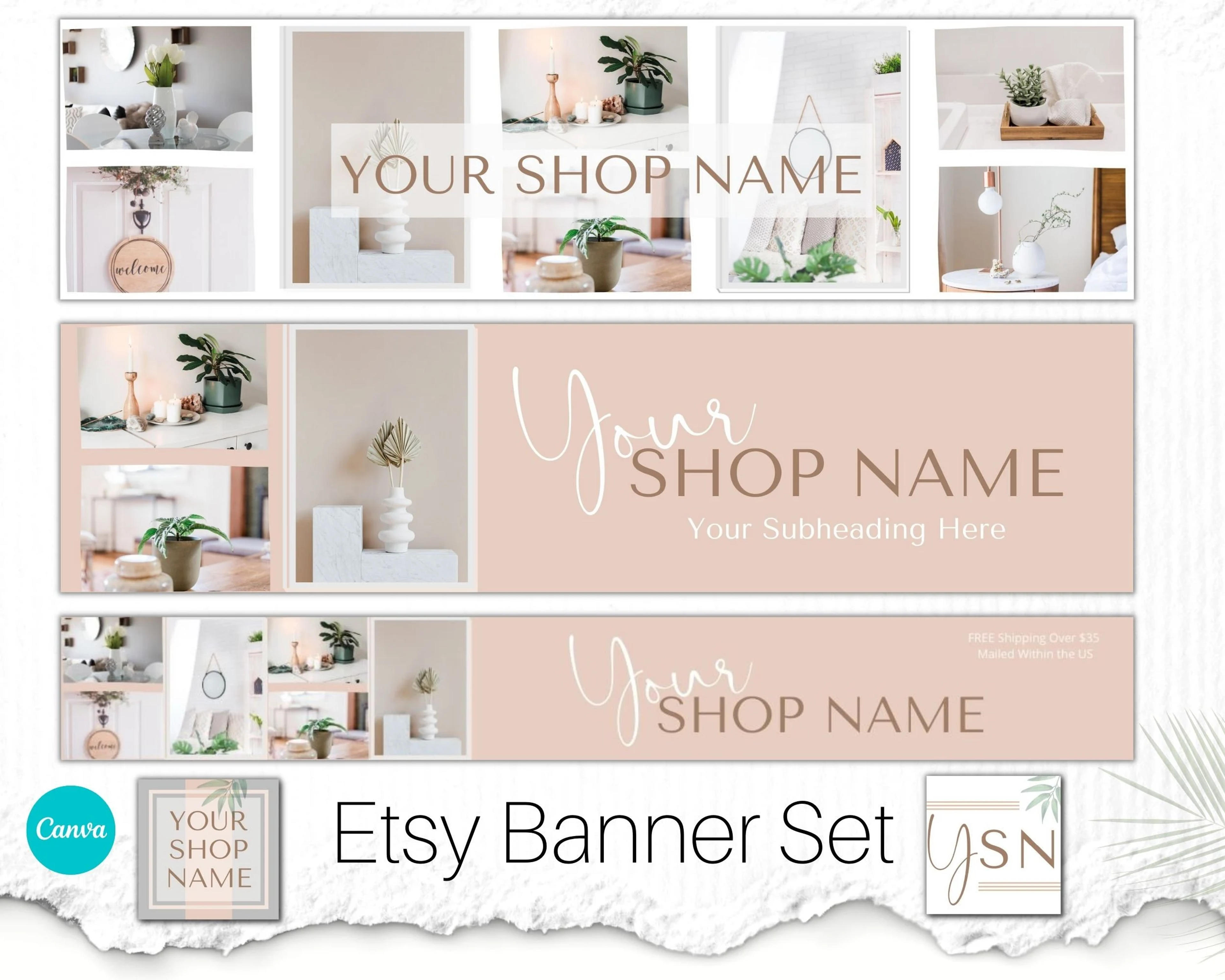 Clean Modern Etsy Banner, Etsy Banner Set - Etsy Banners and Etsy Shop Icons for Selling on Etsy, Etsy Branding Kit, Etsy Shop Set