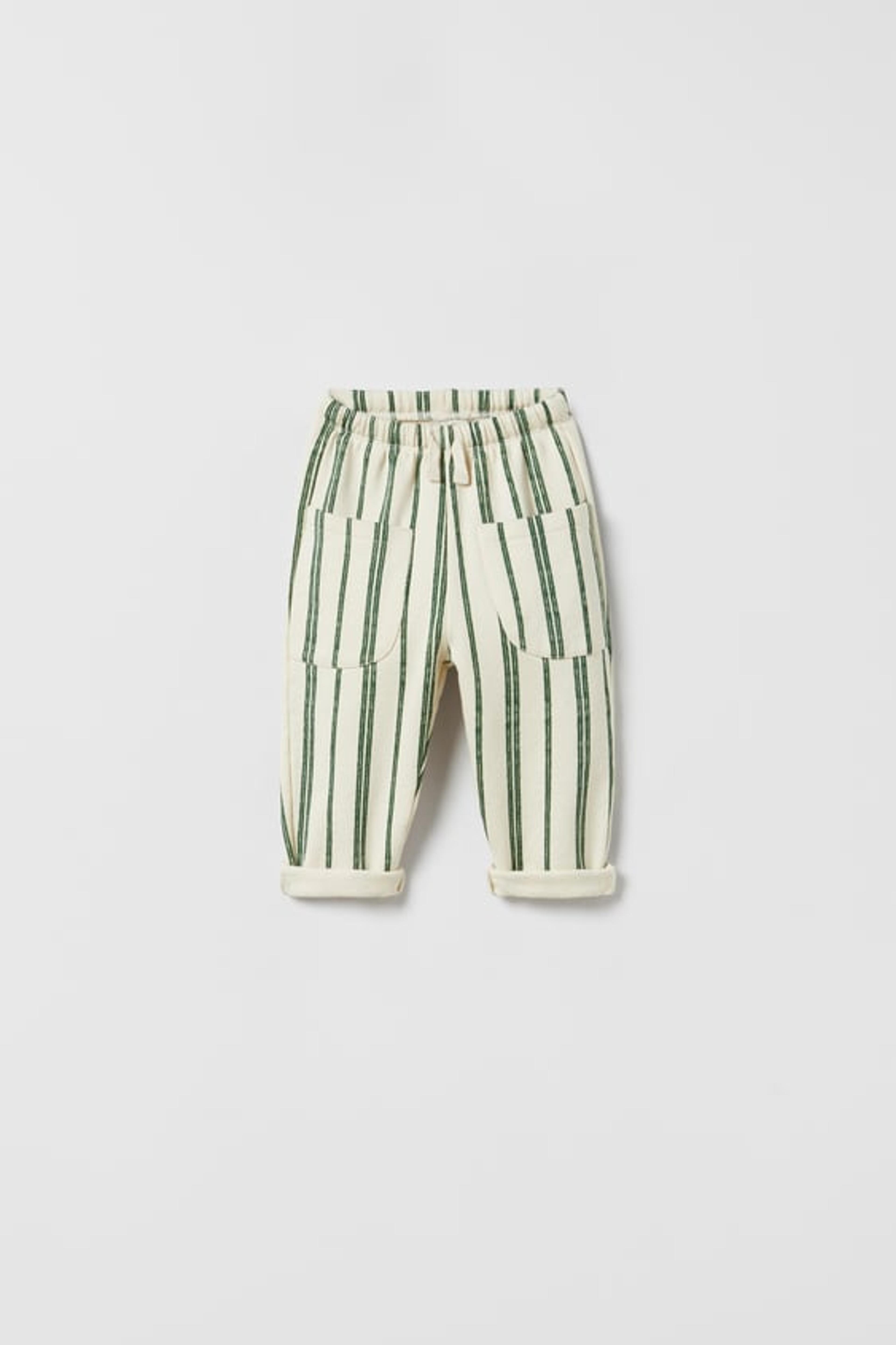 STRIPED PANTS - Ecru / Green | ZARA United States