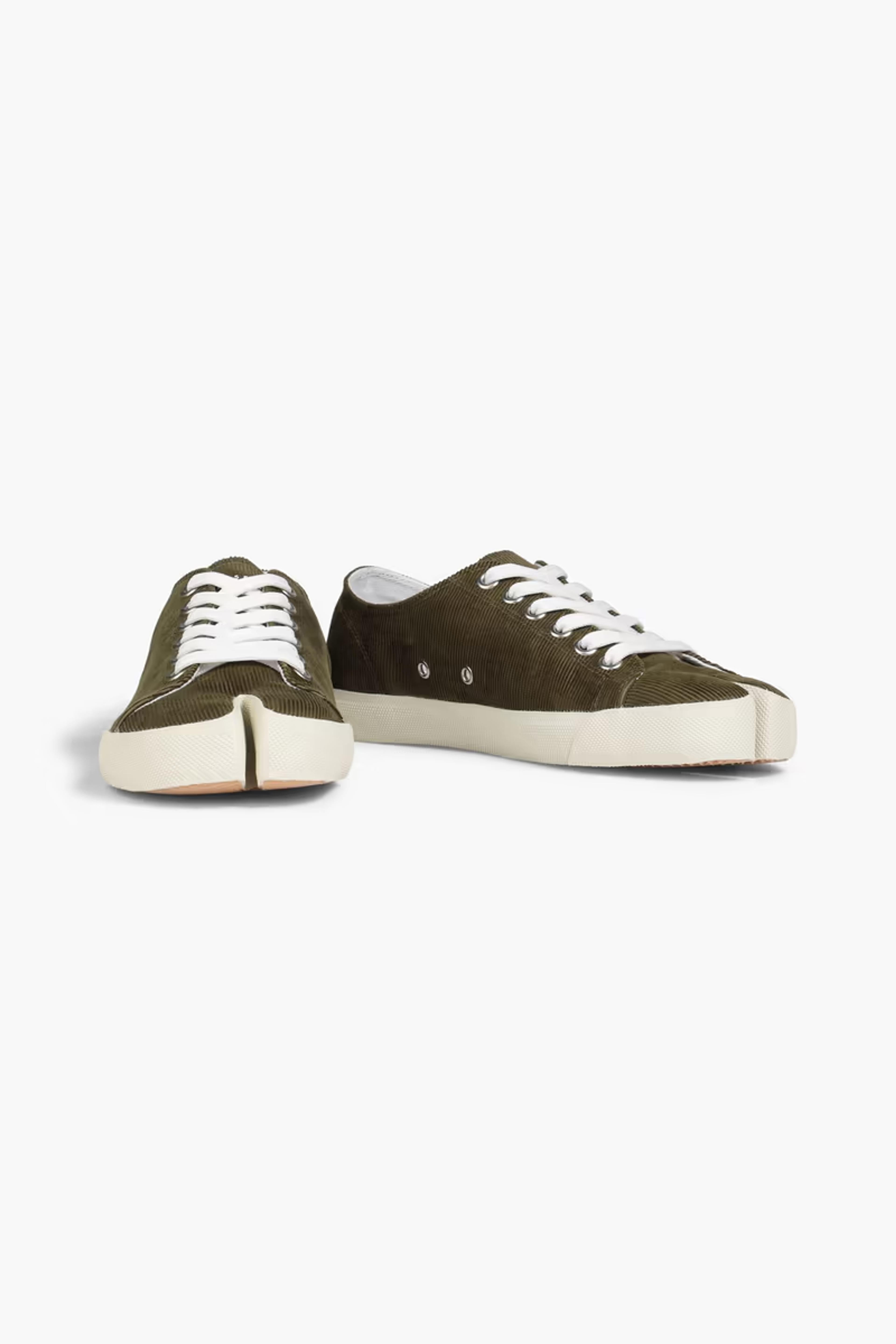 Army green Split-toe printed corduroy sneakers | Sale up to 70% off | THE OUTNET | MAISON MARGIELA | THE OUTNET