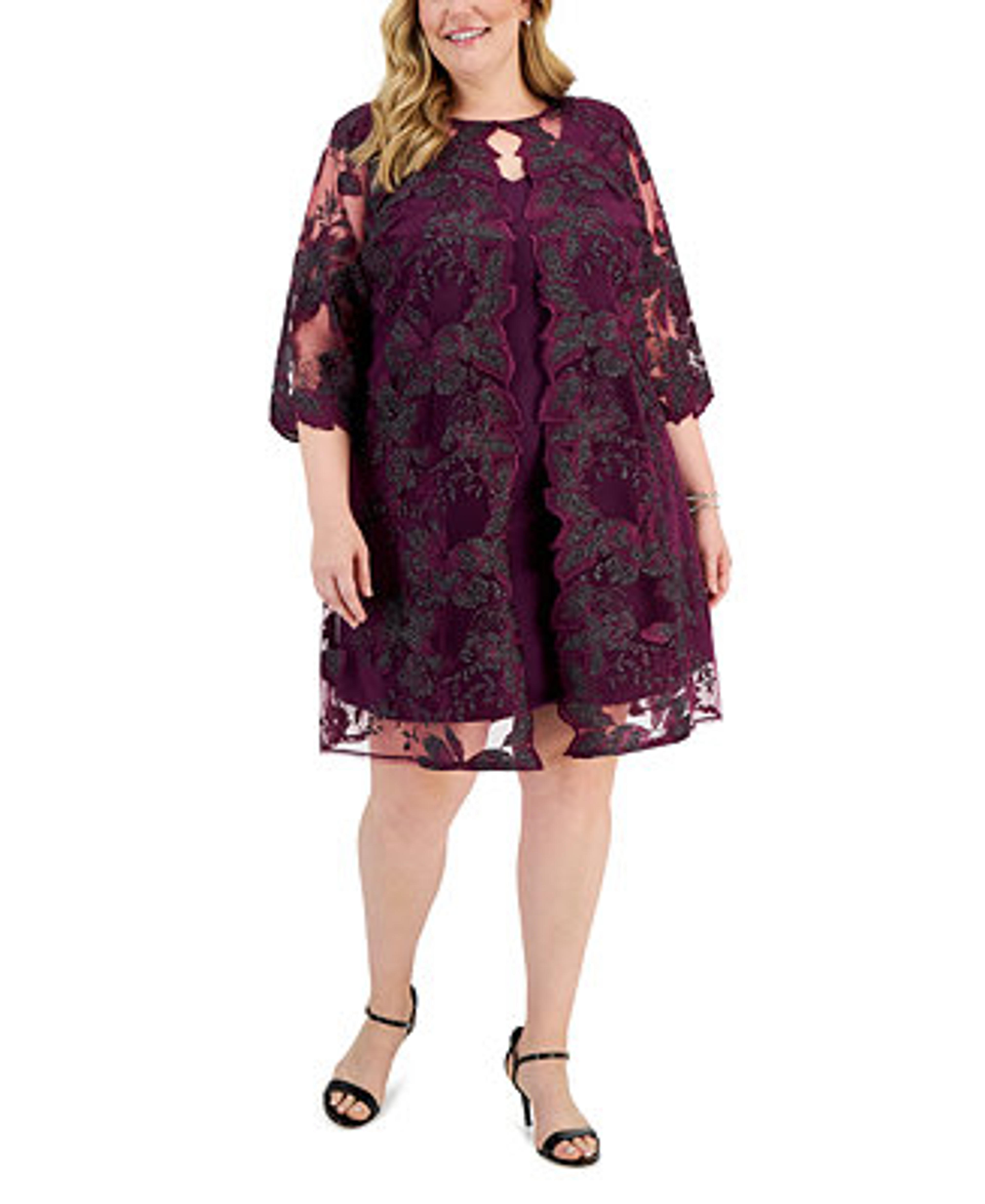 Alex Evenings Plus Size Embroidered Jacket Dress & Reviews - Dresses - Plus Sizes - Macy's