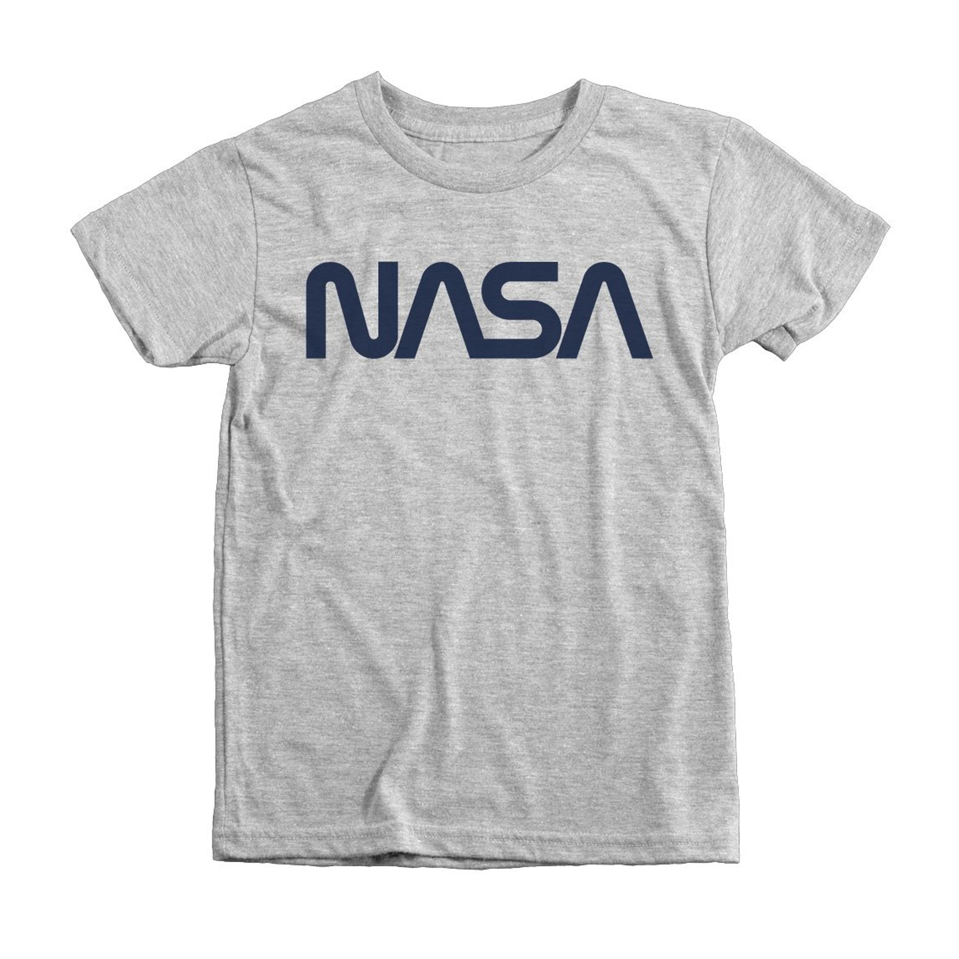 Trunk Candy Kids Vintage NASA Worm Logo Premium Tri-Blend T-Shirt (Heather White, XS(4/5))