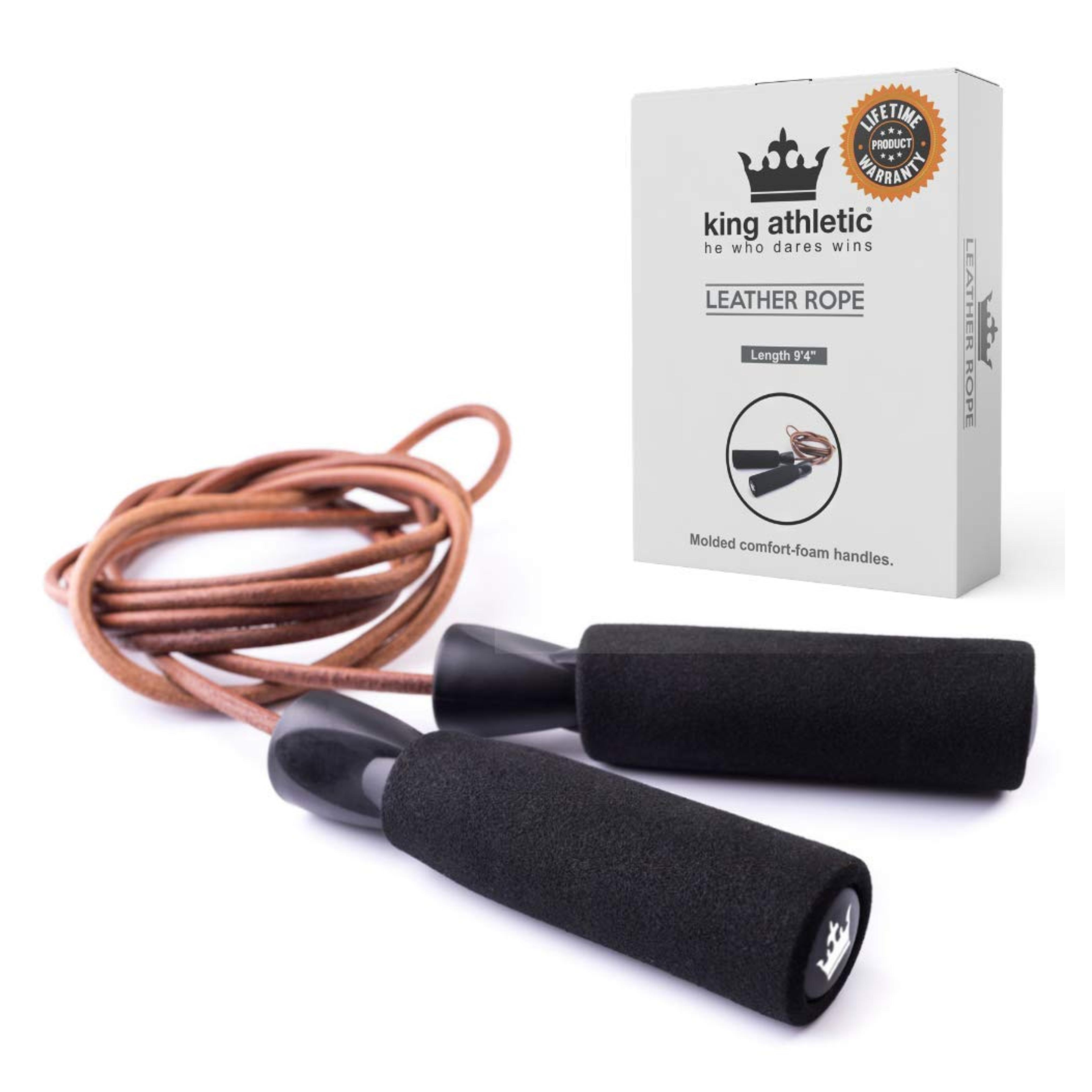 Voted #1 Leather Jump Rope for Fitness Training - $1 From Every Purchase is Donated to Prostate and Breast Cancer Research - Premium Quality - Great Boxing and CrossFit Speed Workout - Best Exercise for Heart Health - The King Athletic Leather Jumping Rop