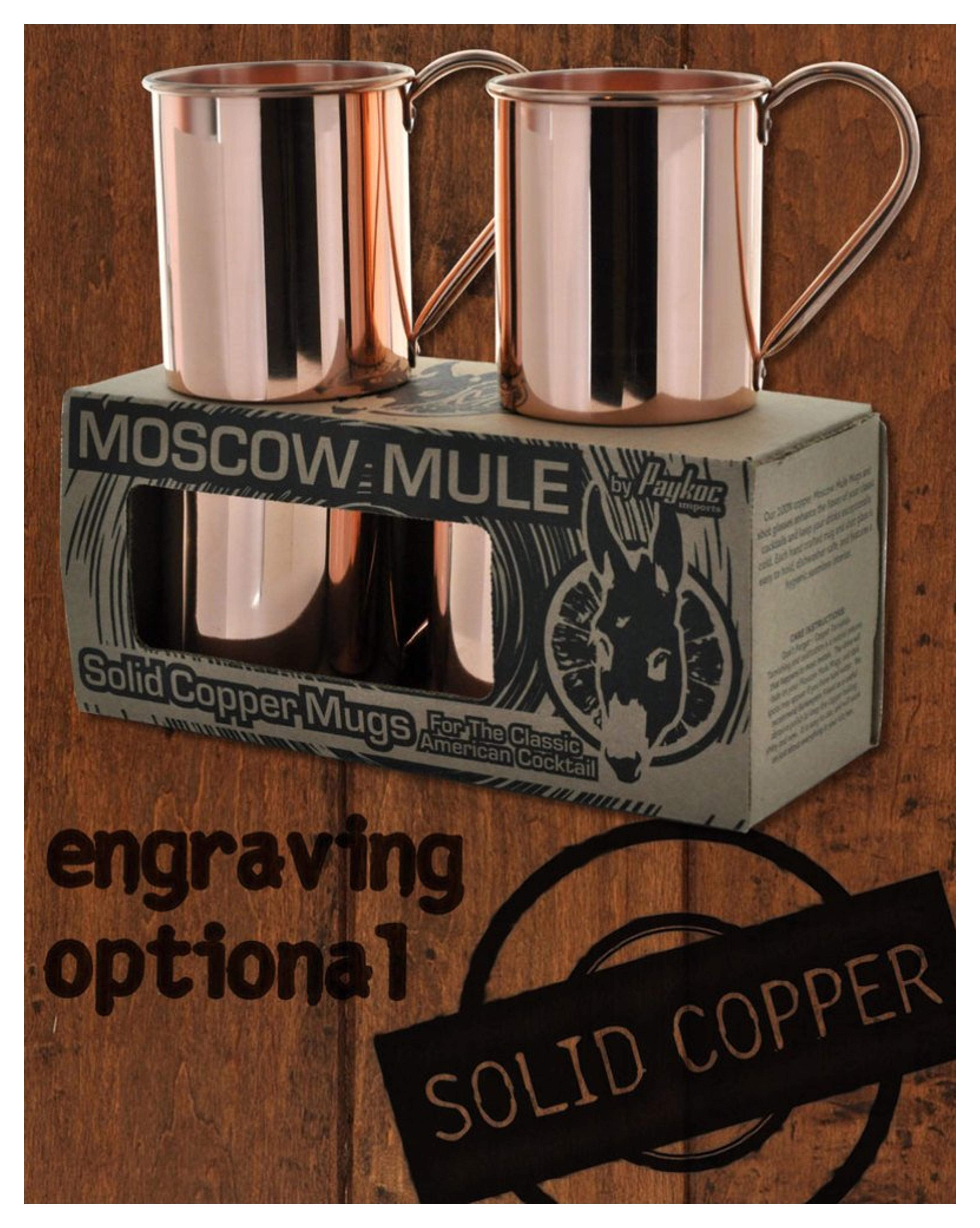 Paykoc Solid Copper Moscow Mule Mugs, 4 Pack