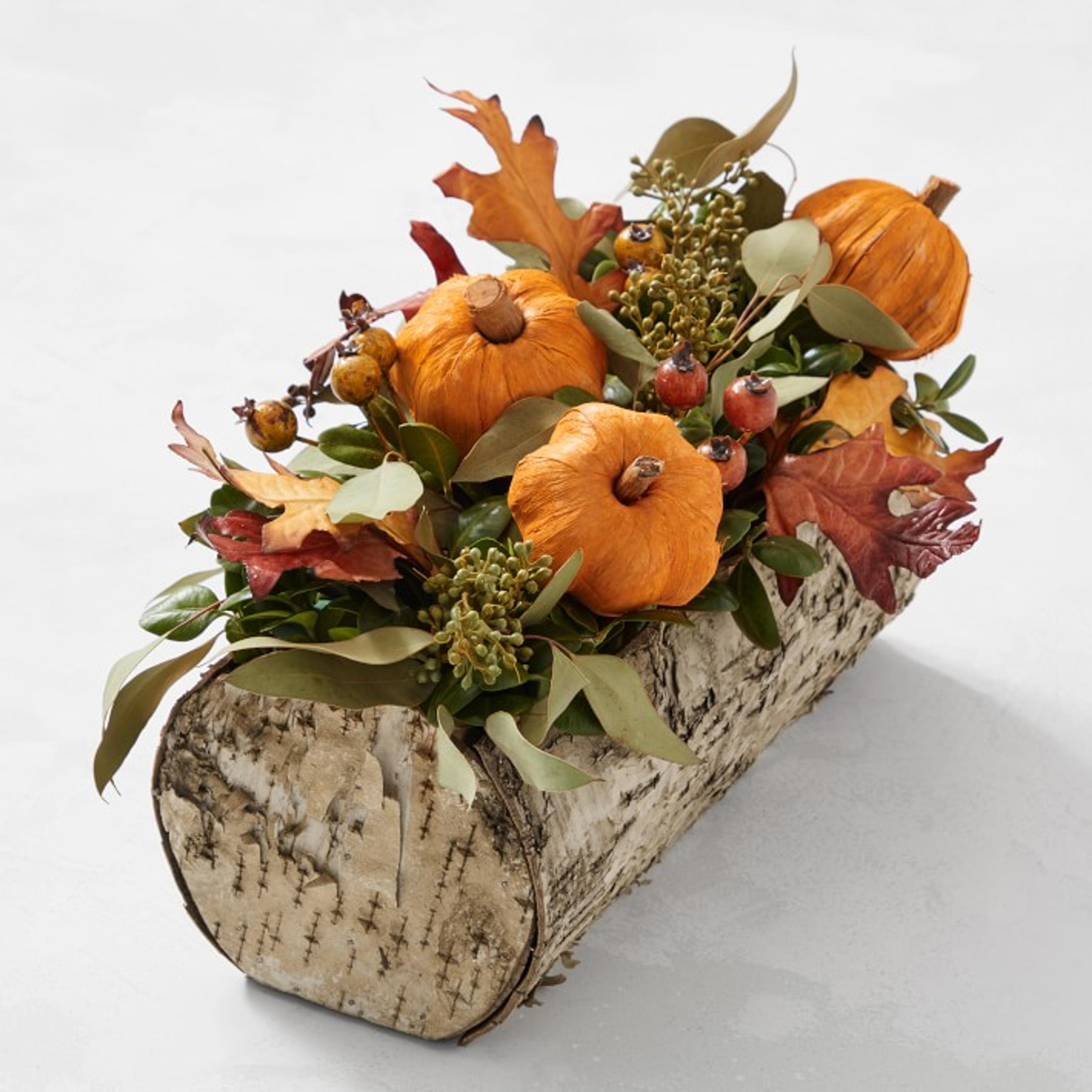 Fall in Love Wooden Log Live Centerpiece | Williams Sonoma