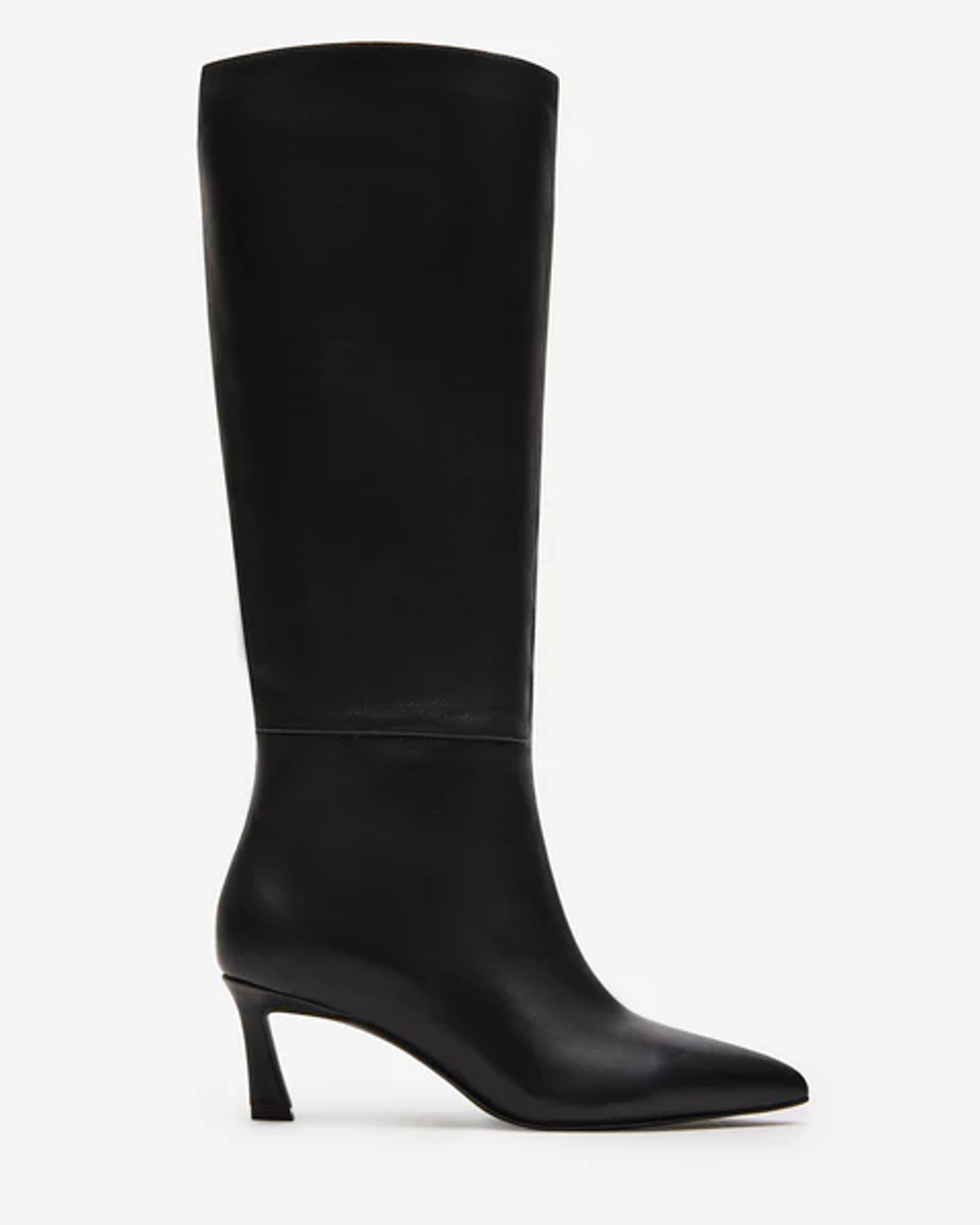 LAVAN Black Leather Kitten Heel Knee High Boot | Women's Boots – Steve Madden