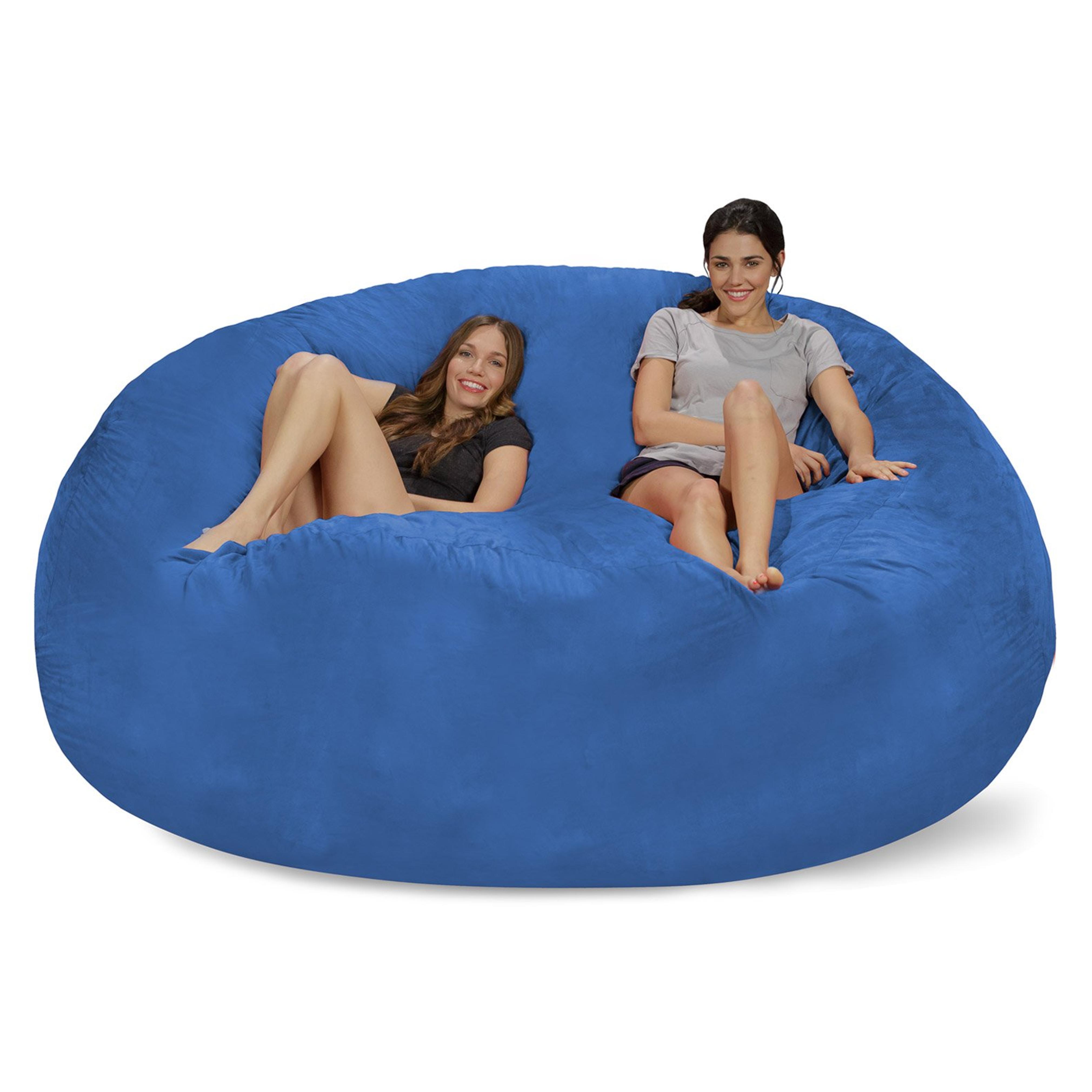 Chill Sack Bean Bag Chair: Giant 8' Memory Foam Furniture Bean Bag - Big Sofa with Soft Micro Fiber Cover - Royal Blue