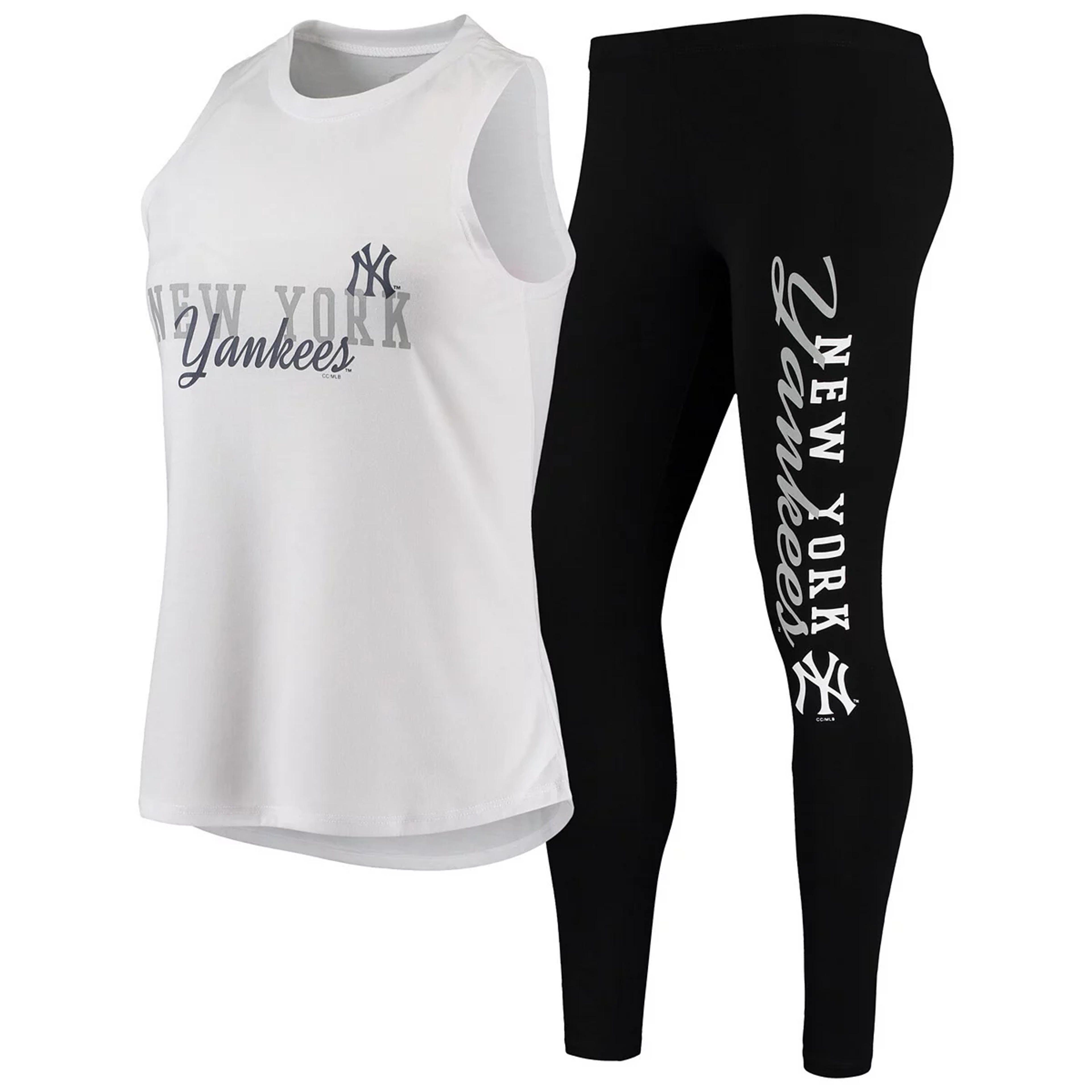 Women's Concepts Sport White/Black New York Yankees Sonata Tank Top & Leggings Set