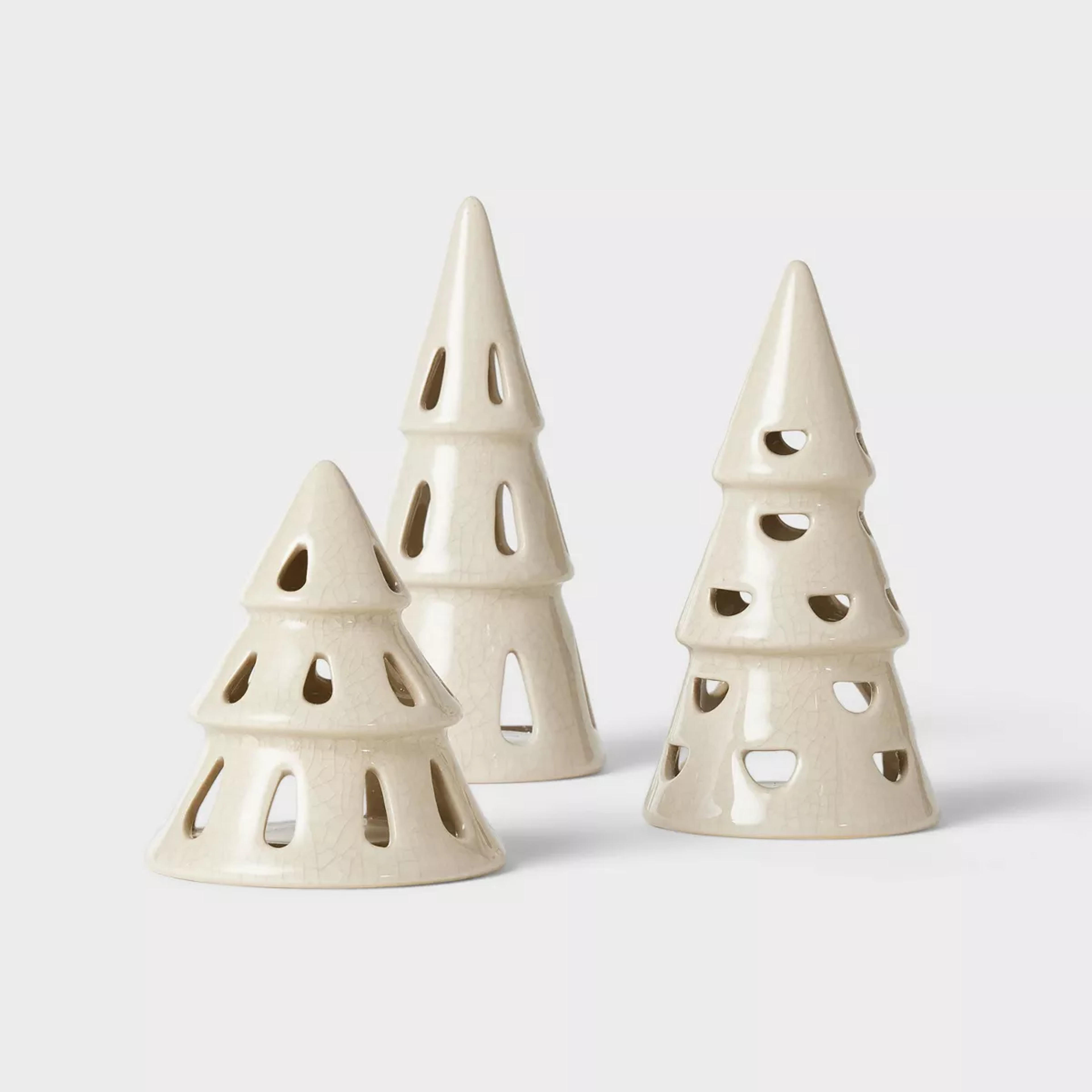 3pc Ceramic Tree Led Tea Light Holder Set - Threshold™ Designed With Studio Mcgee : Target