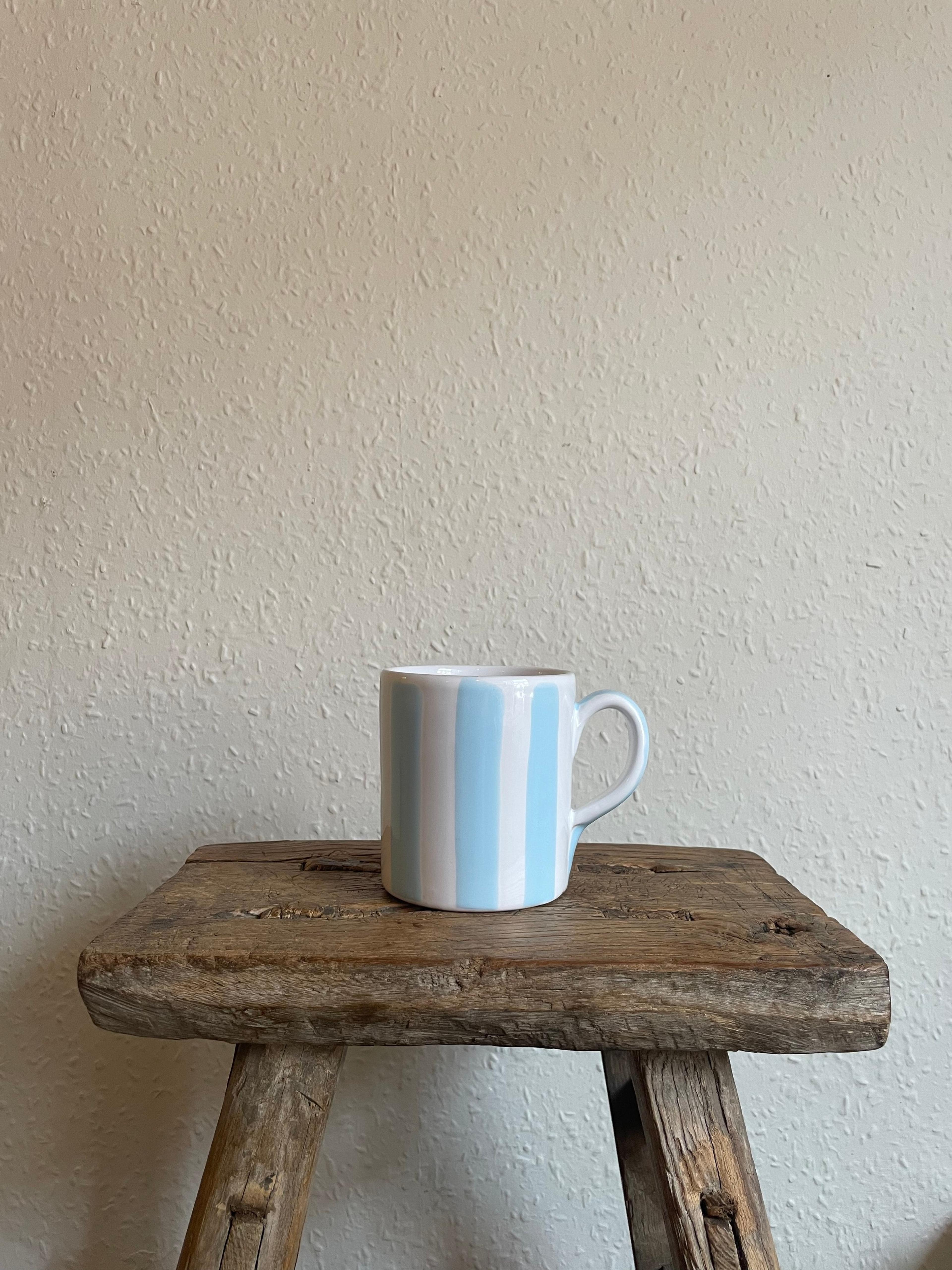 Ceramic XL Tea mug Sample in hand painted Sky blue stripe design — S I S T E R H O O D