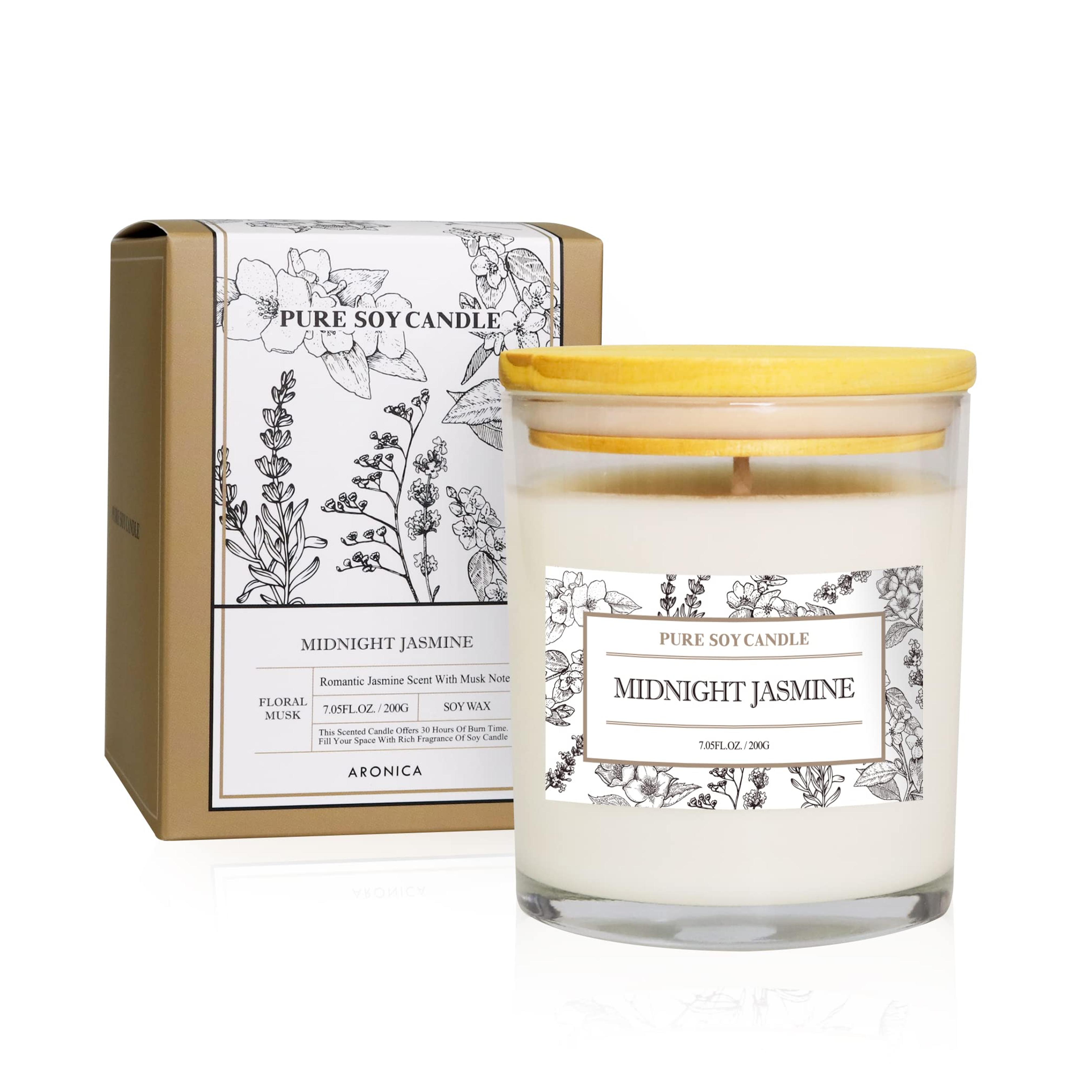 Aronica Night Blooming Jasmine Candles Highly Scented, Evening Routine Candle Non Toxic,