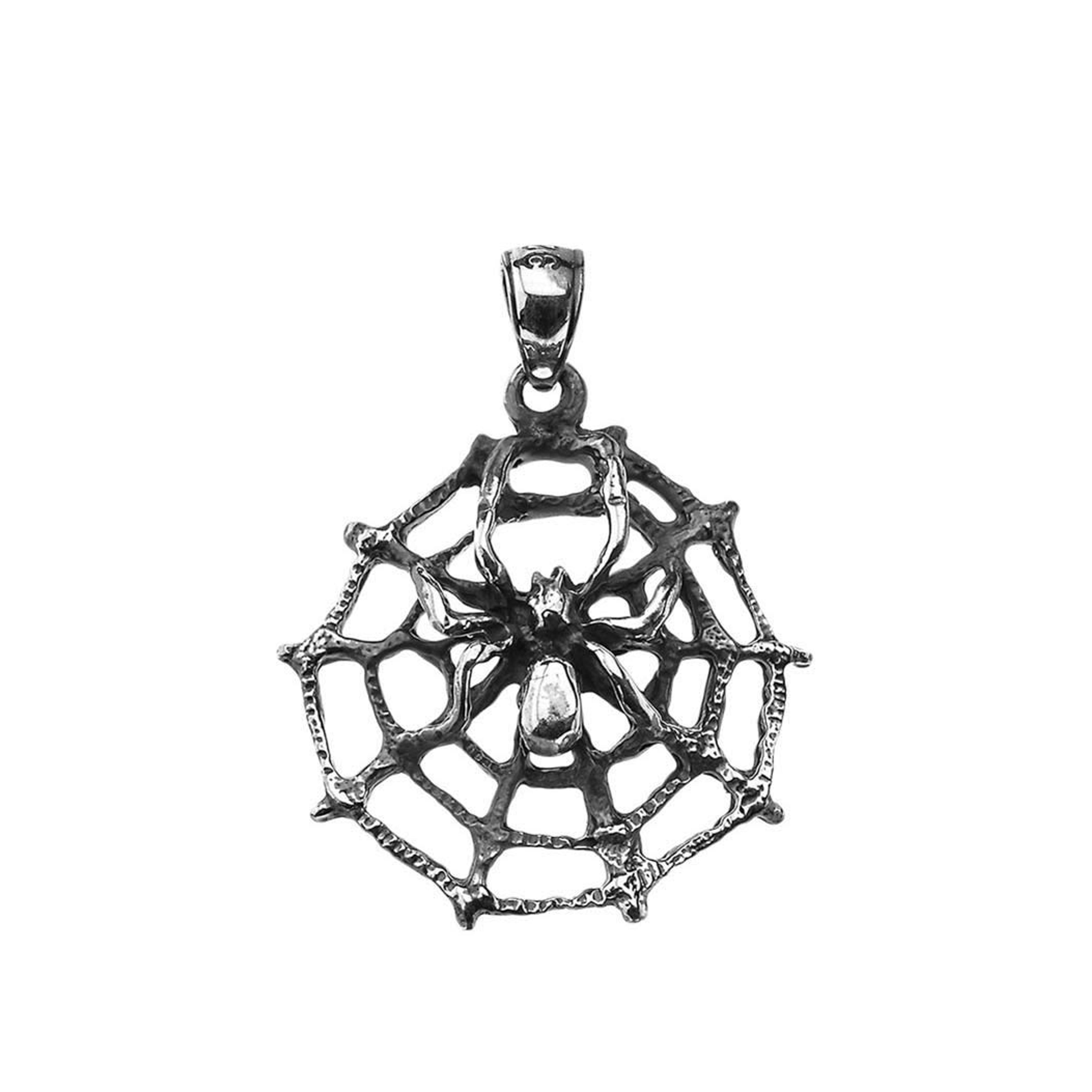 Amazon.com: Fine Oxidized Sterling Silver Spider Web Charm Pendant : Claddagh: Clothing, Shoes & Jewelry