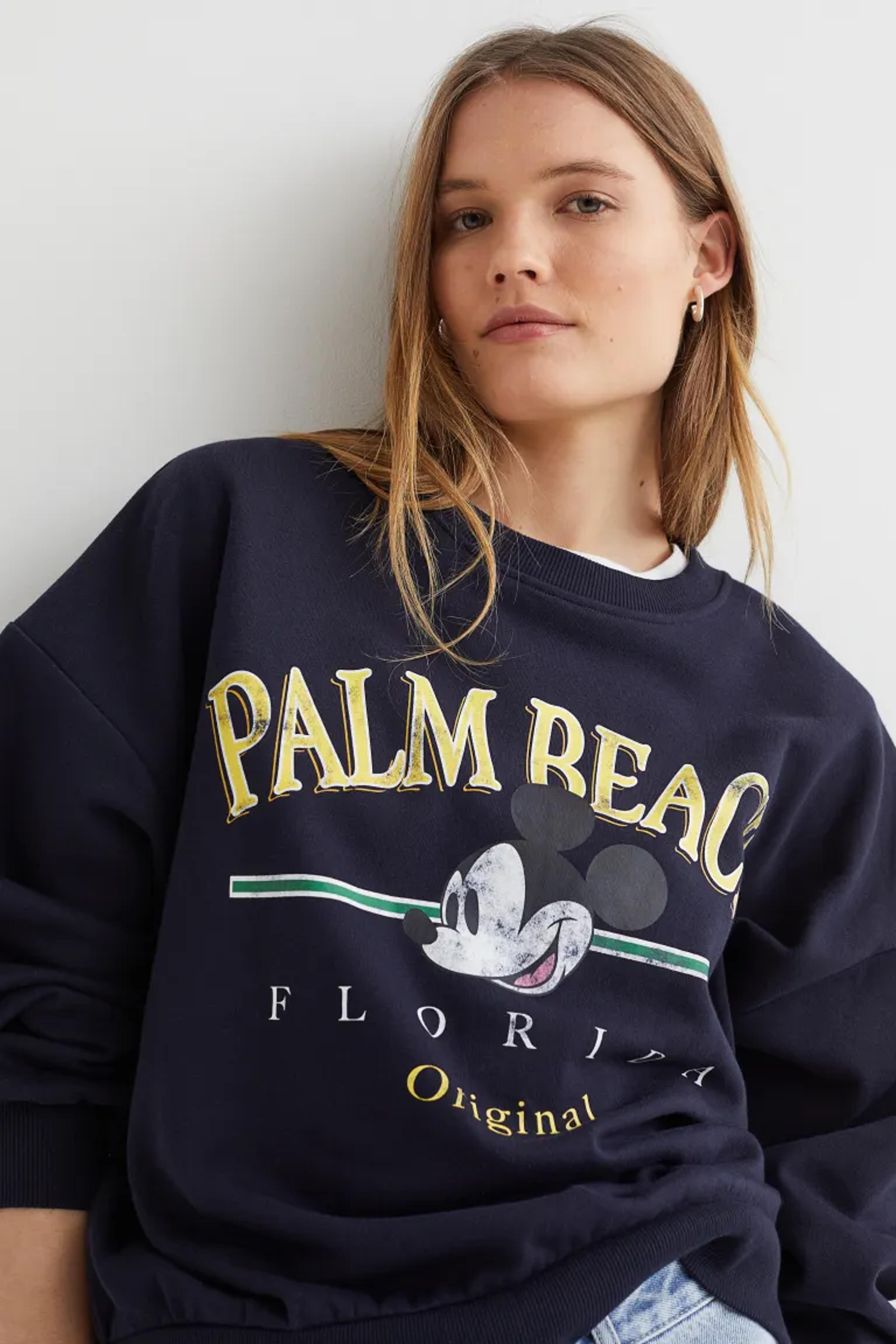 Sweatshirt with Printed Design - Dark blue/Mickey Mouse - Ladies | H&M US