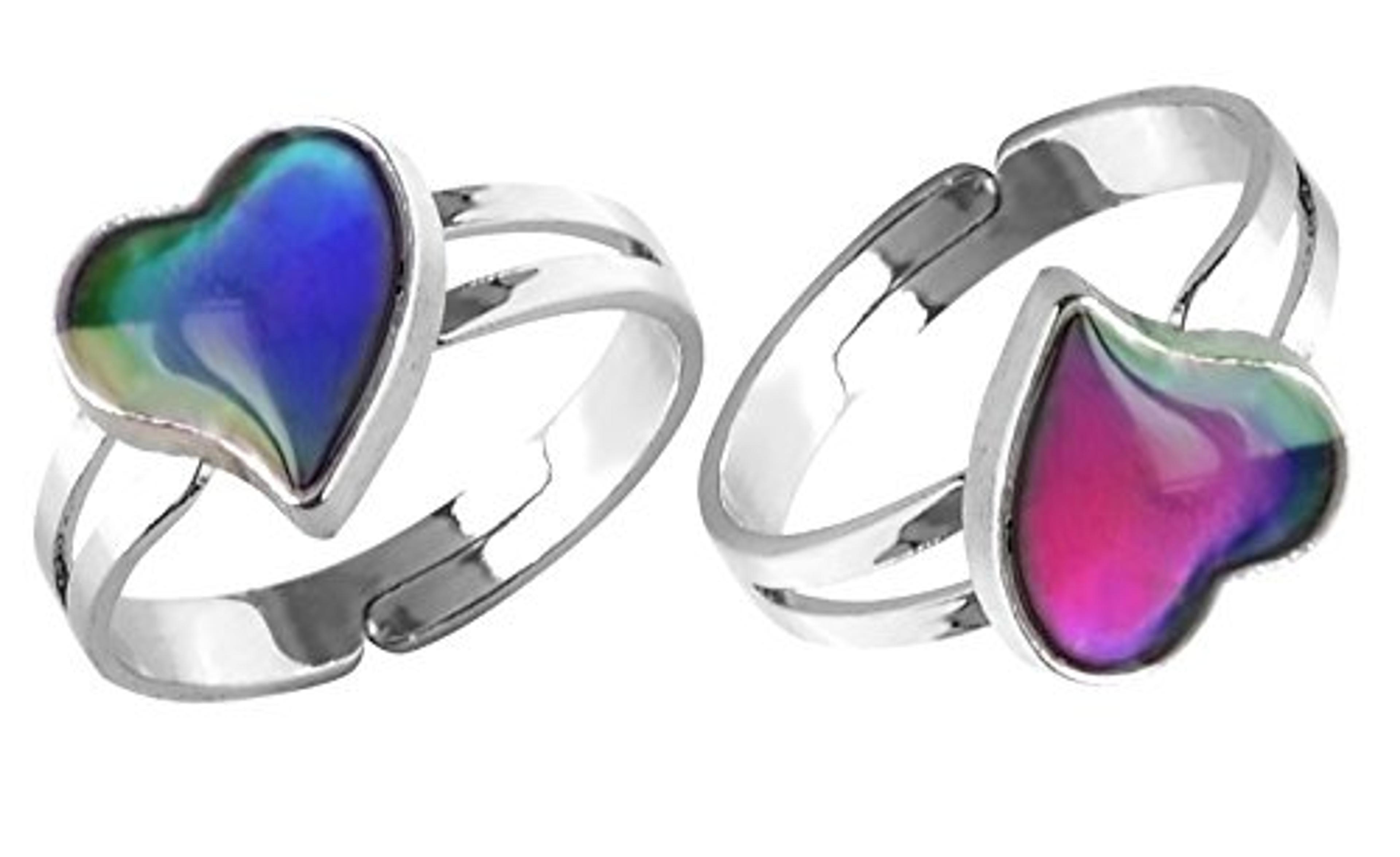 Acchen Mood Ring Heart Shaped Changing Color Emotion Feeling Finger Ring 2 Pcs with Box