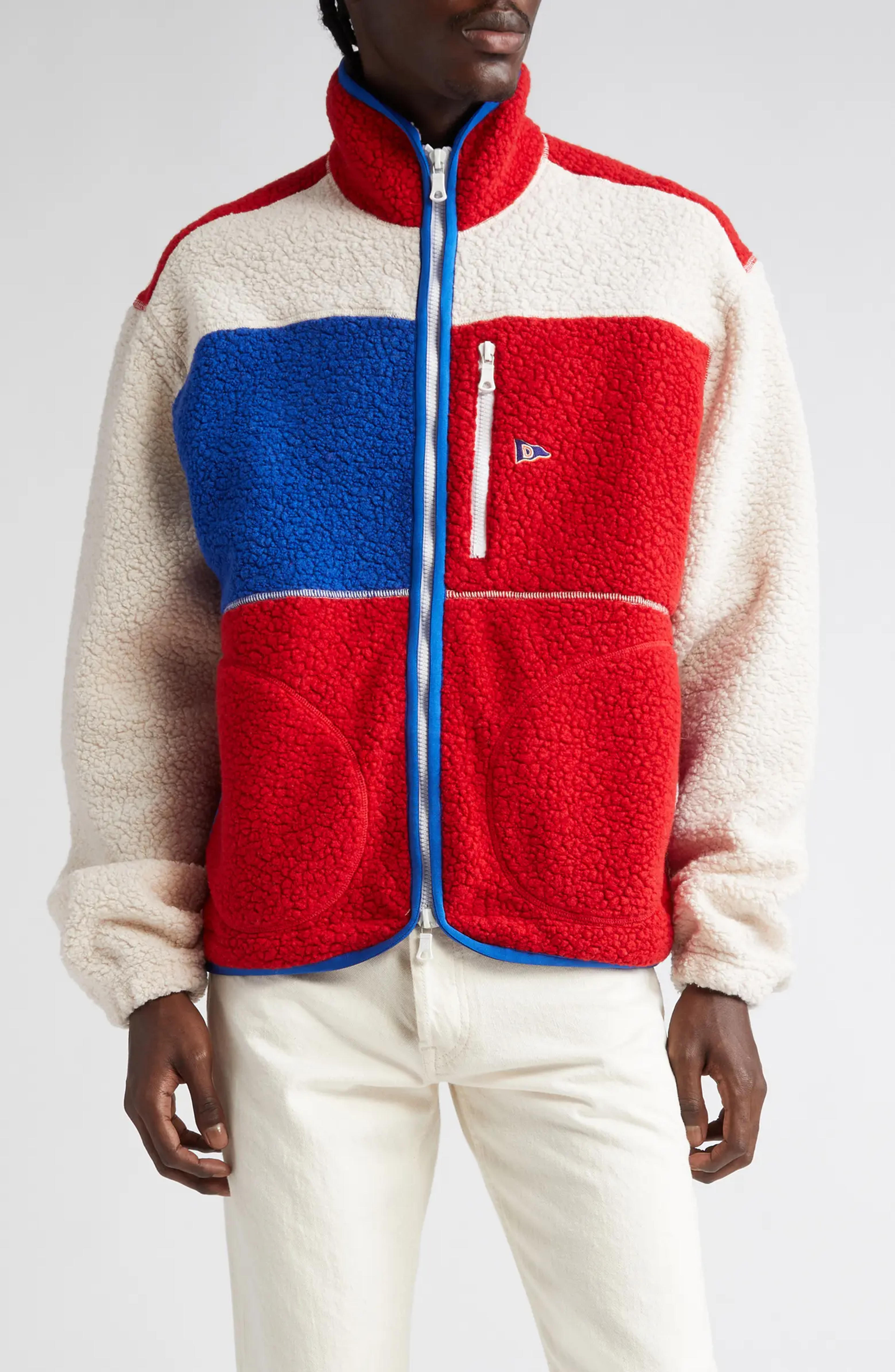 Drake's Colorblock Wool Blend Bouclé Fleece Zip Jacket | Nordstrom