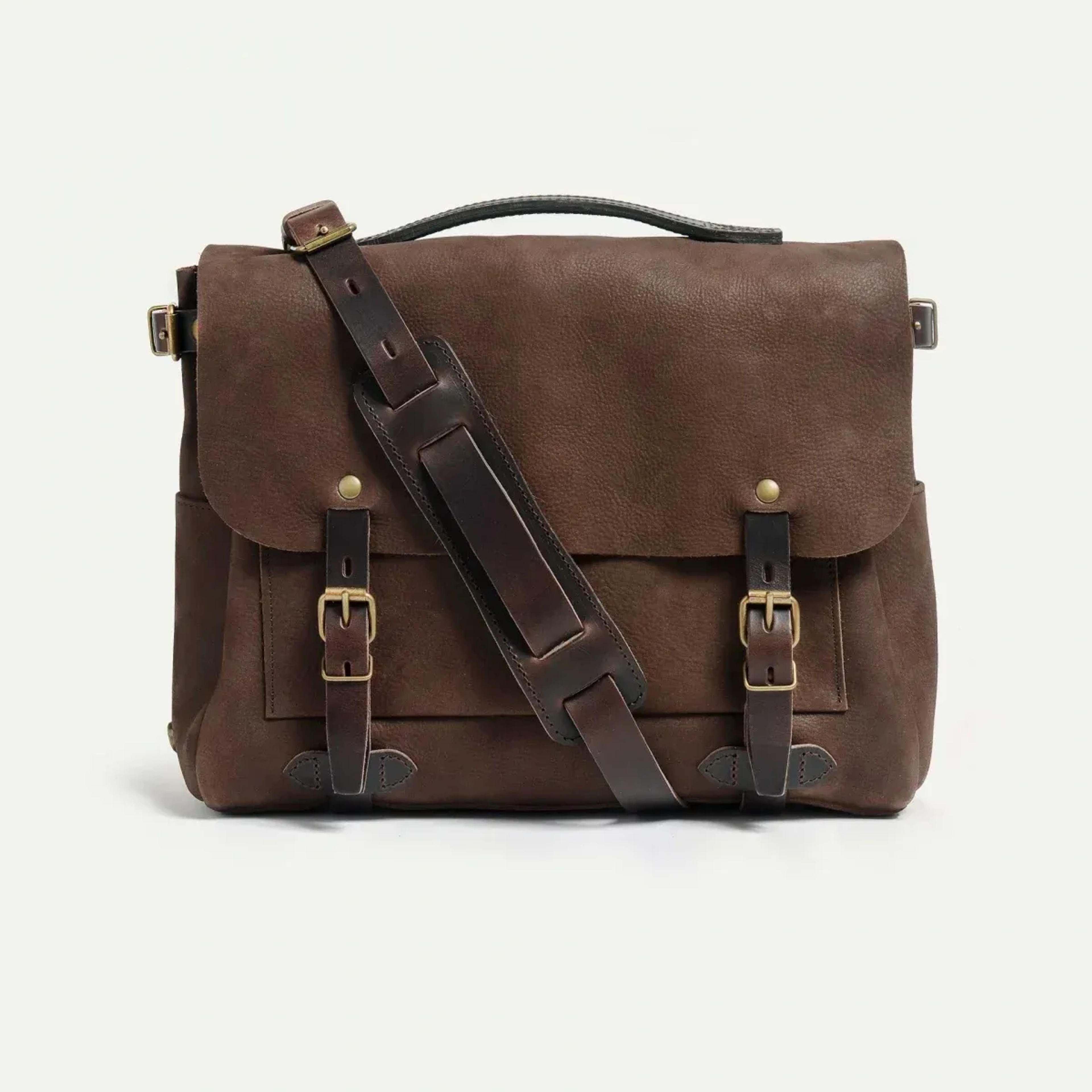 Postman bag Eclair M - Coffee / Waxed Leather - Messenger bag - Made in France