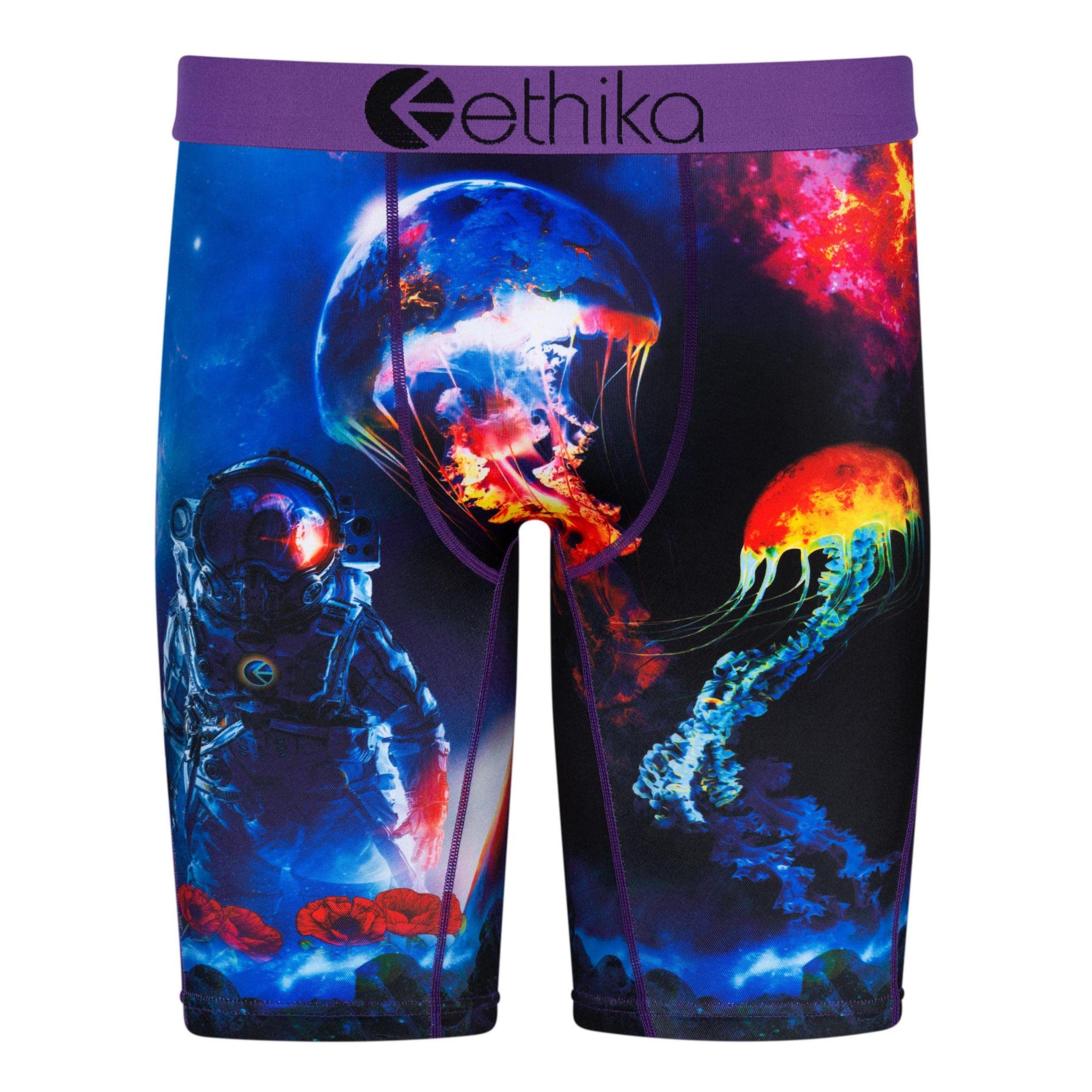 Ethika Mens Staple Boxer Brief | Jelly Abyss (BKB, Medium) Black/Blue