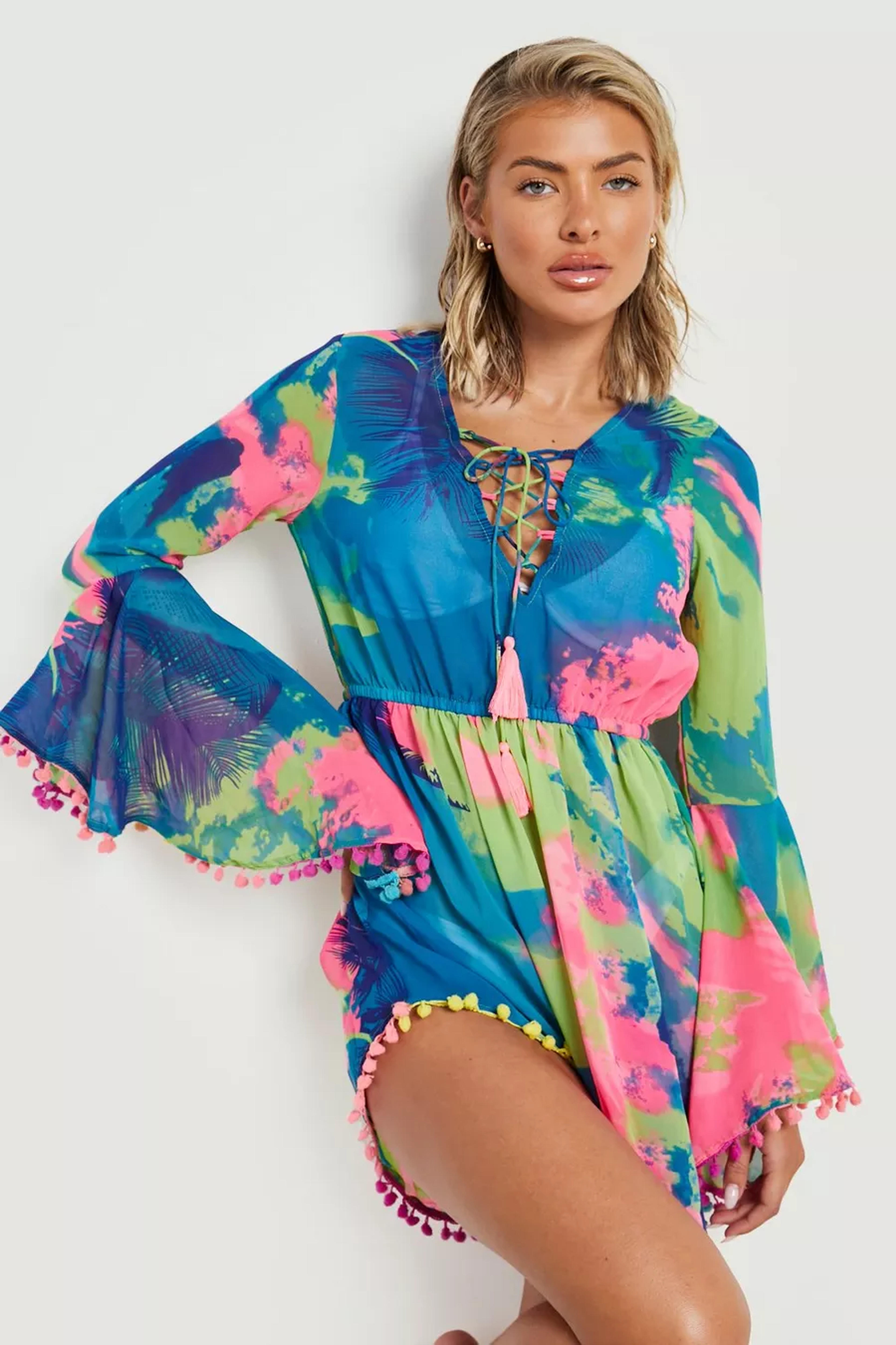 Neon Tropical Beach Dress | boohoo