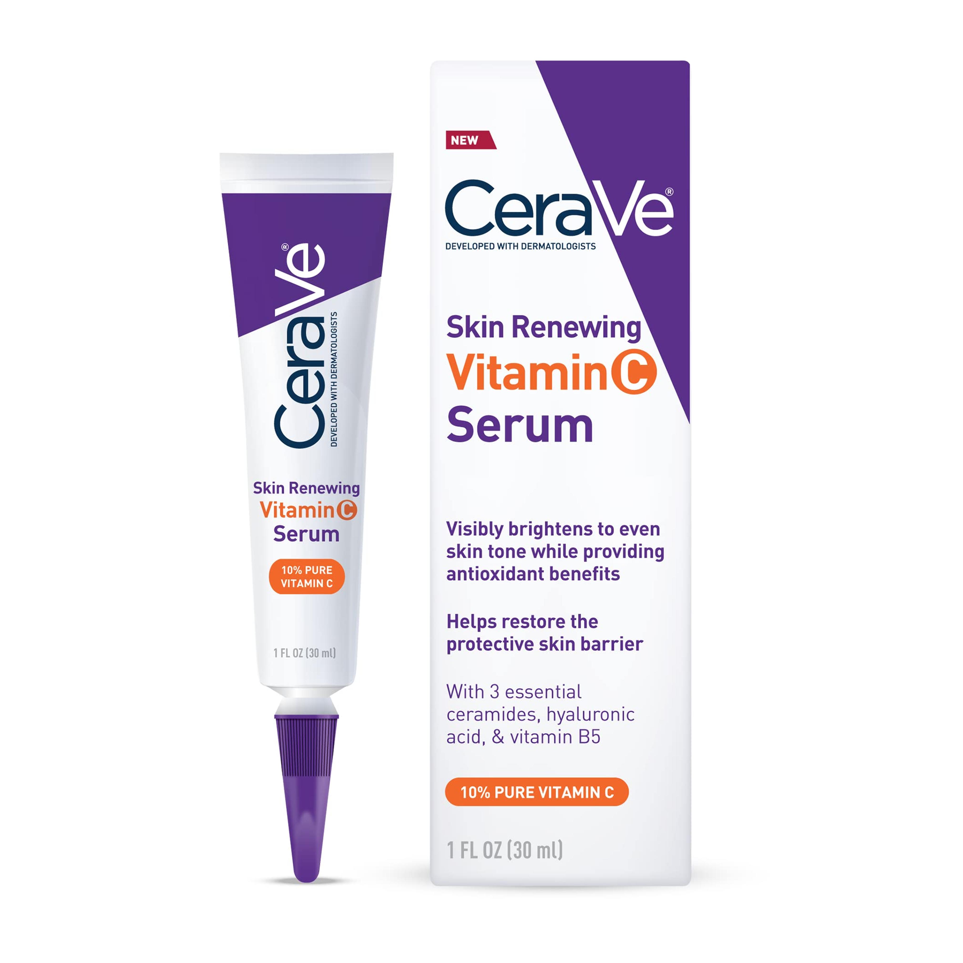 Amazon.com: CeraVe Vitamin C Serum with Hyaluronic Acid | Skin Brightening Serum for Face with 10% Pure Vitamin C | Fragrance Free | 1 Fl. Oz : Everything Else