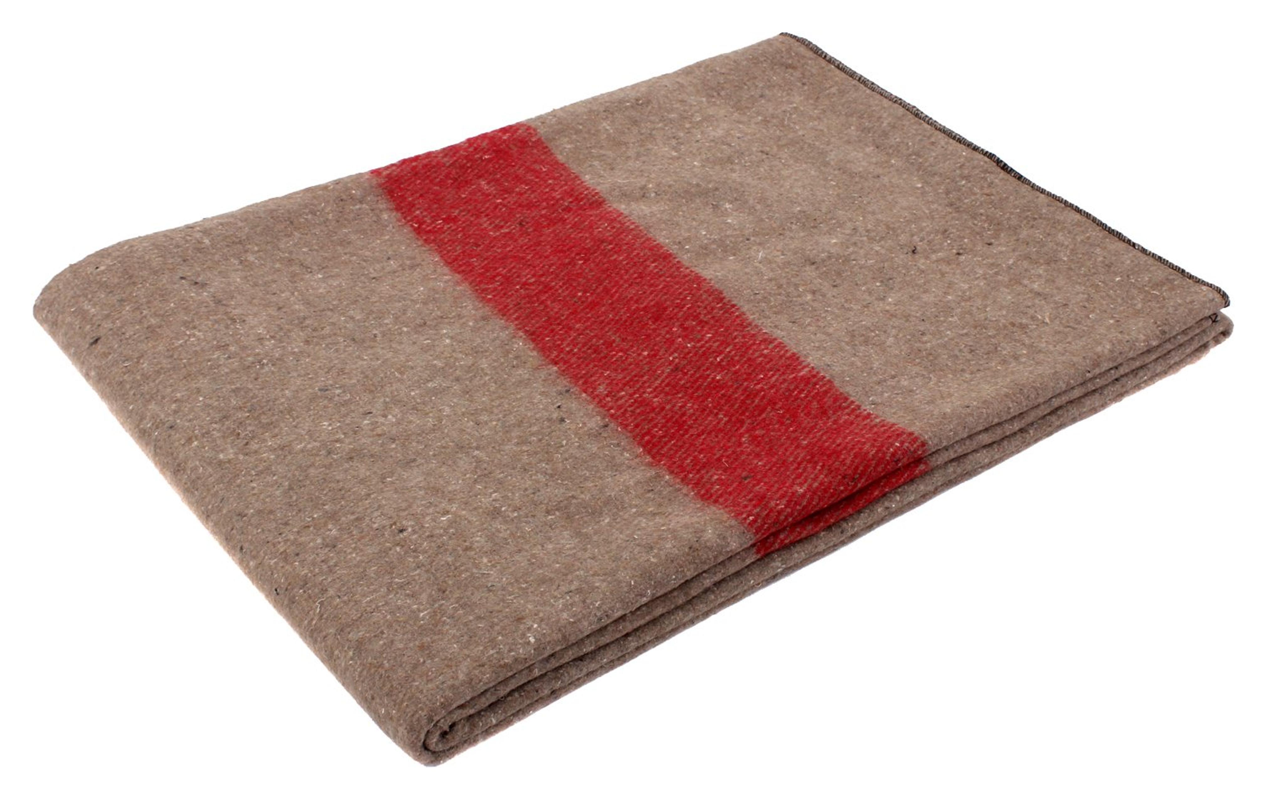 Rothco Swiss Style Wool Blanket, Tan/Red Stripe