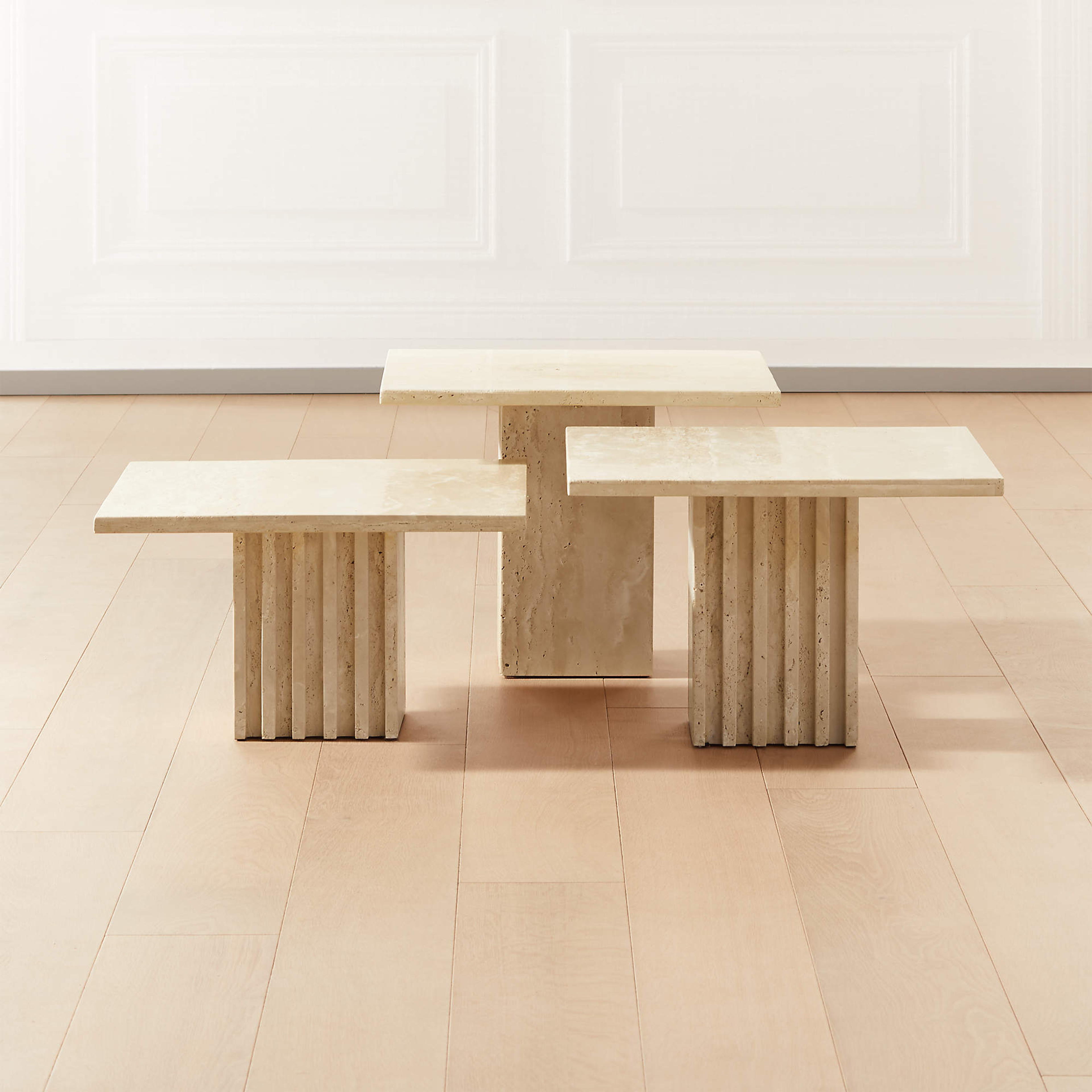 CARVE TRAVERTINE COCKTAIL TABLES