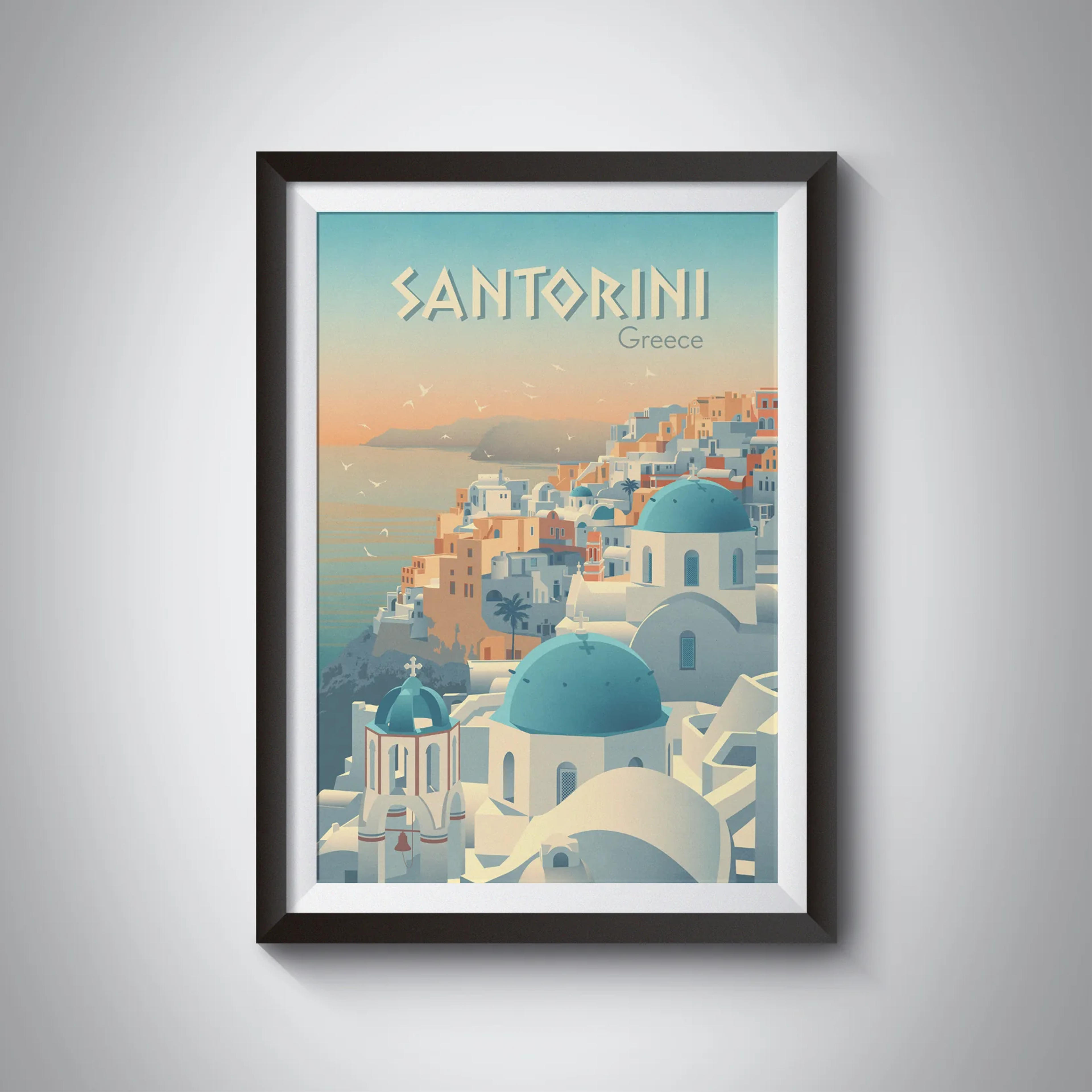 Santorini Greece Travel Poster – Bucket List Prints