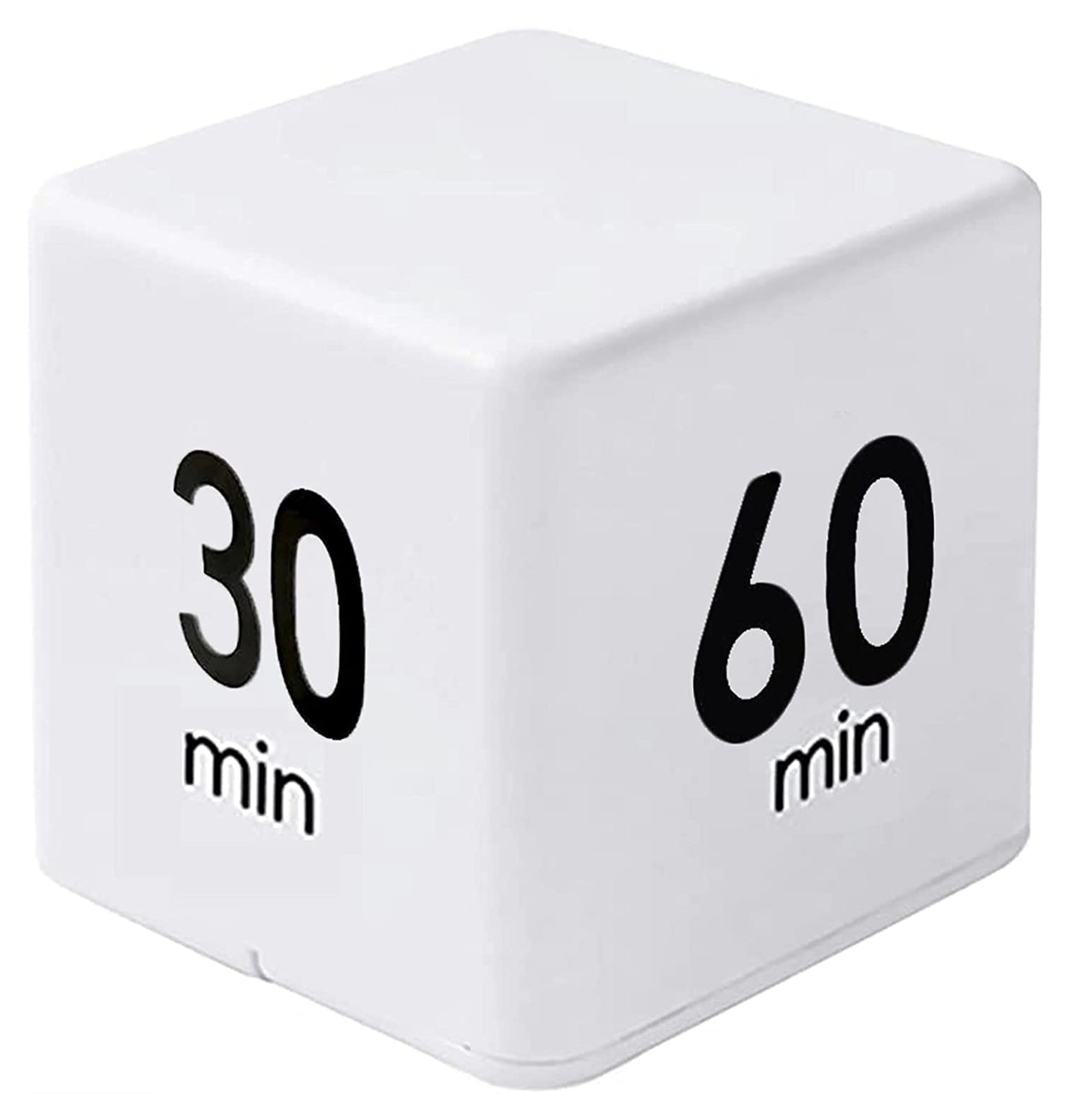 Cube Timer, Kitchen Timer for Time Management and Countdown Settings 15-20-30-60 Minutes （White