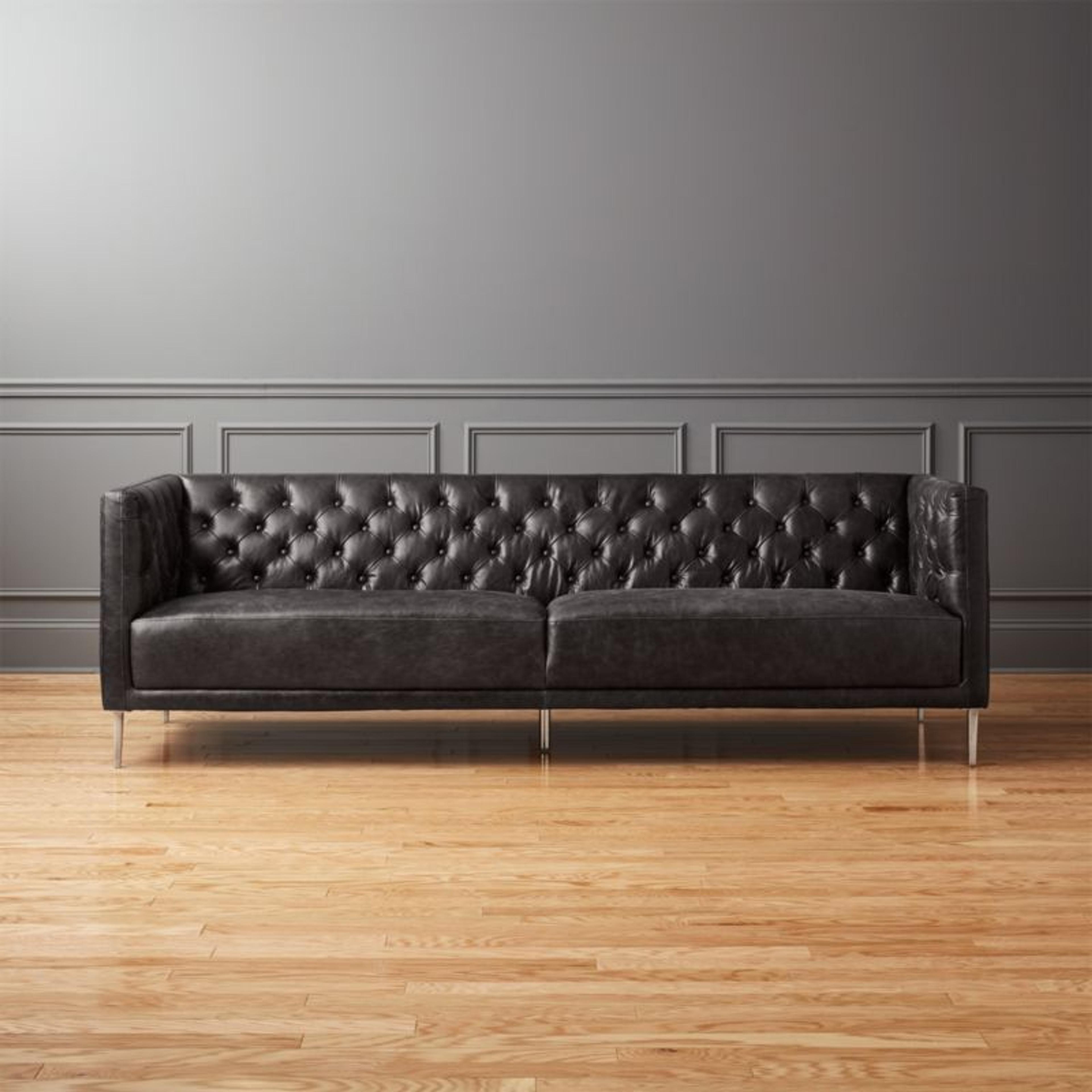 Savile Leather Tufted Modern Sofa + Reviews | CB2