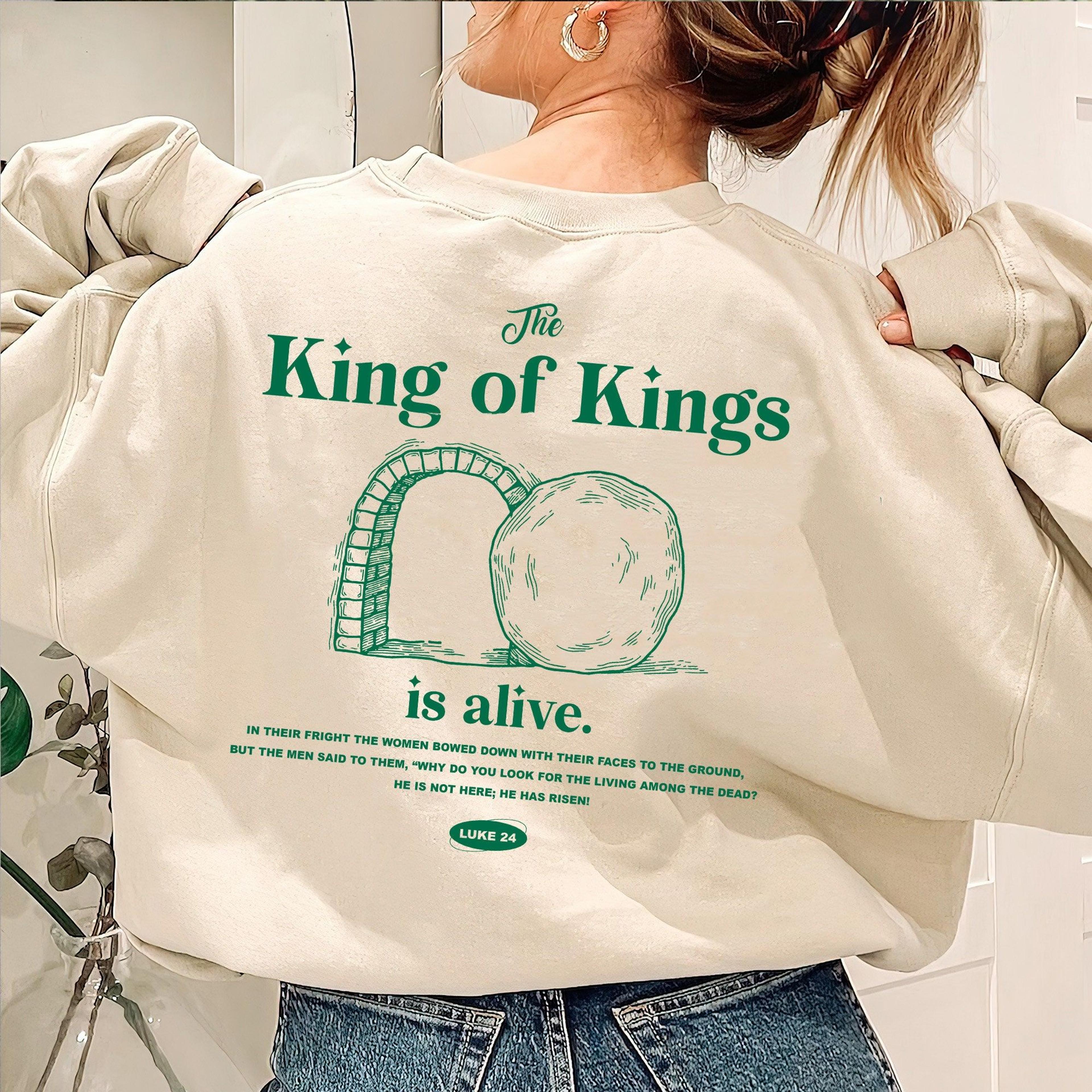 The King Of Kings Is Alive Hoodie, Christian Sweatshirt, Bible Verse Shirt, Christian Shirt, God Apparel, Scripture Clothing, Jesus Shirt