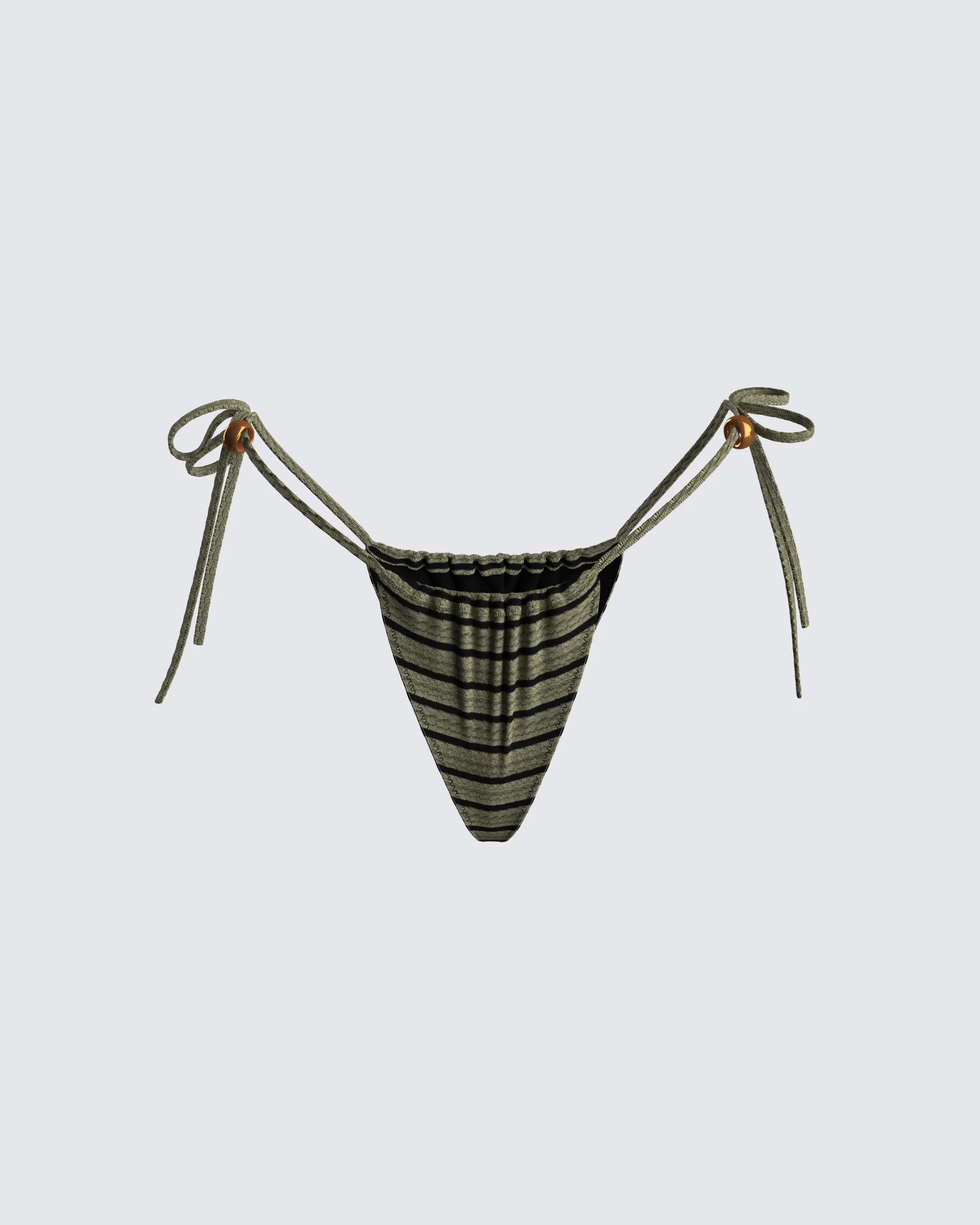 Izzy Olive Stripe Bikini Bottom - S