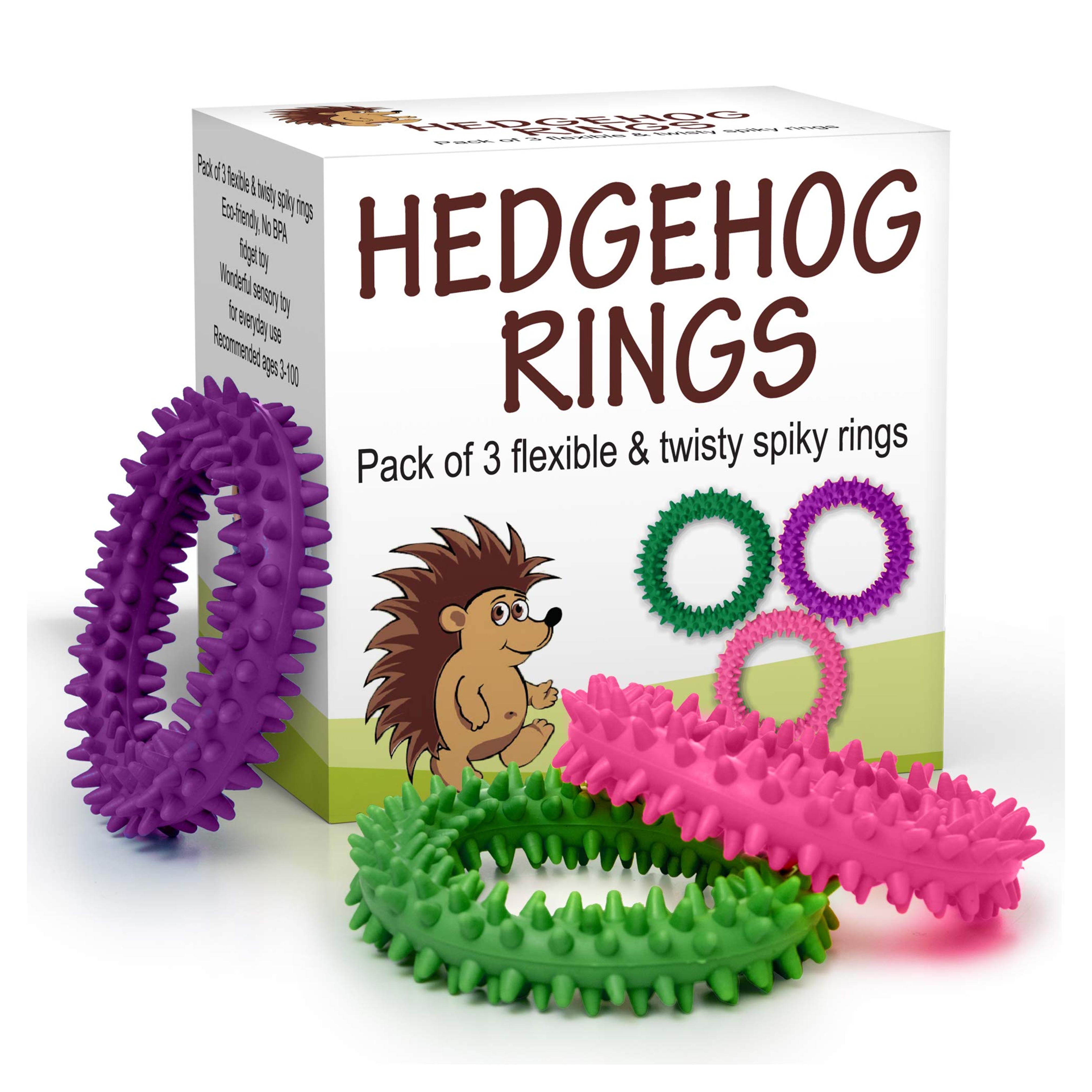 Amazon.com: Sensory Ring and Fidget Toy 3 Pack Pink Purple Green | Soft, Flexible Rubber Spikes | Helps Reduce Stress and Anxiety| Promotes Focus and Clarity | Children, Youth, Adults Sensory Toys : Toys & Games