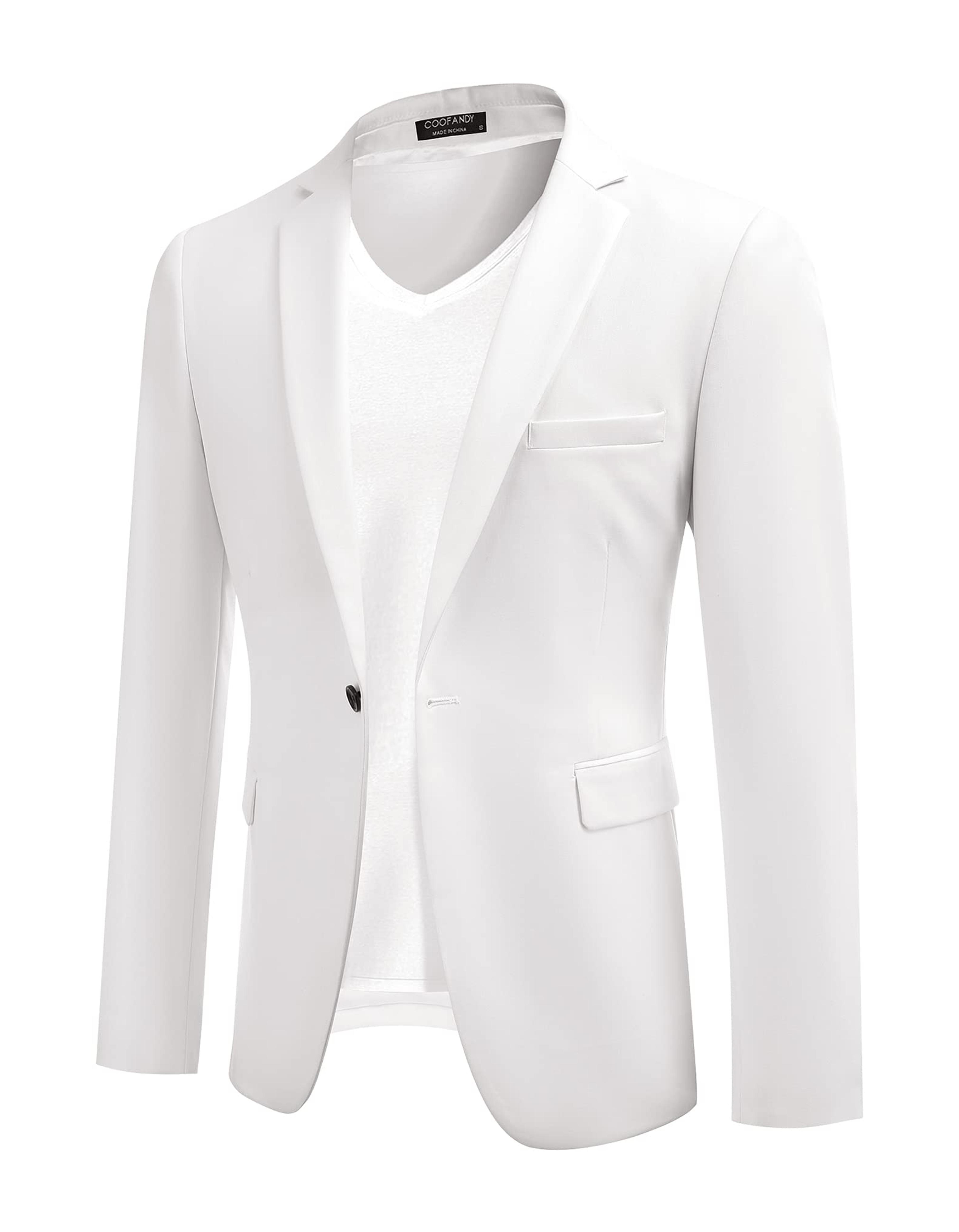 COOFANDY Mens Party Blazer Regular Fit Blazer Suit Coat Tuxedos Stylish Suit Coat (White XXL) at Amazon Men’s Clothing store