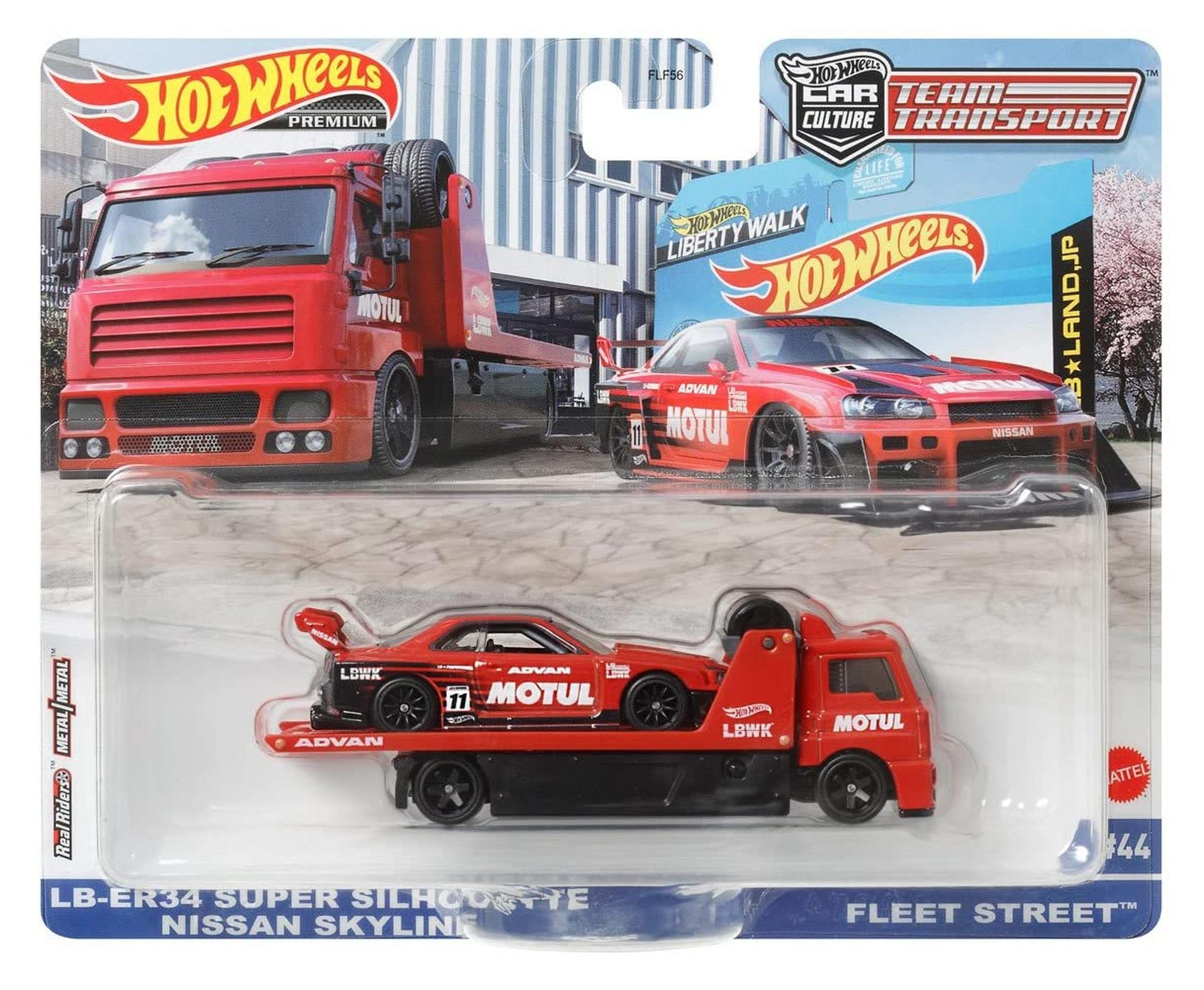 Amazon.com: Hot Wheels LB-ER34 Super Silouette Nissan Skyline Fleet Street, Equipo de transporte Nissan Skyline #44 : Juguetes y Juegos