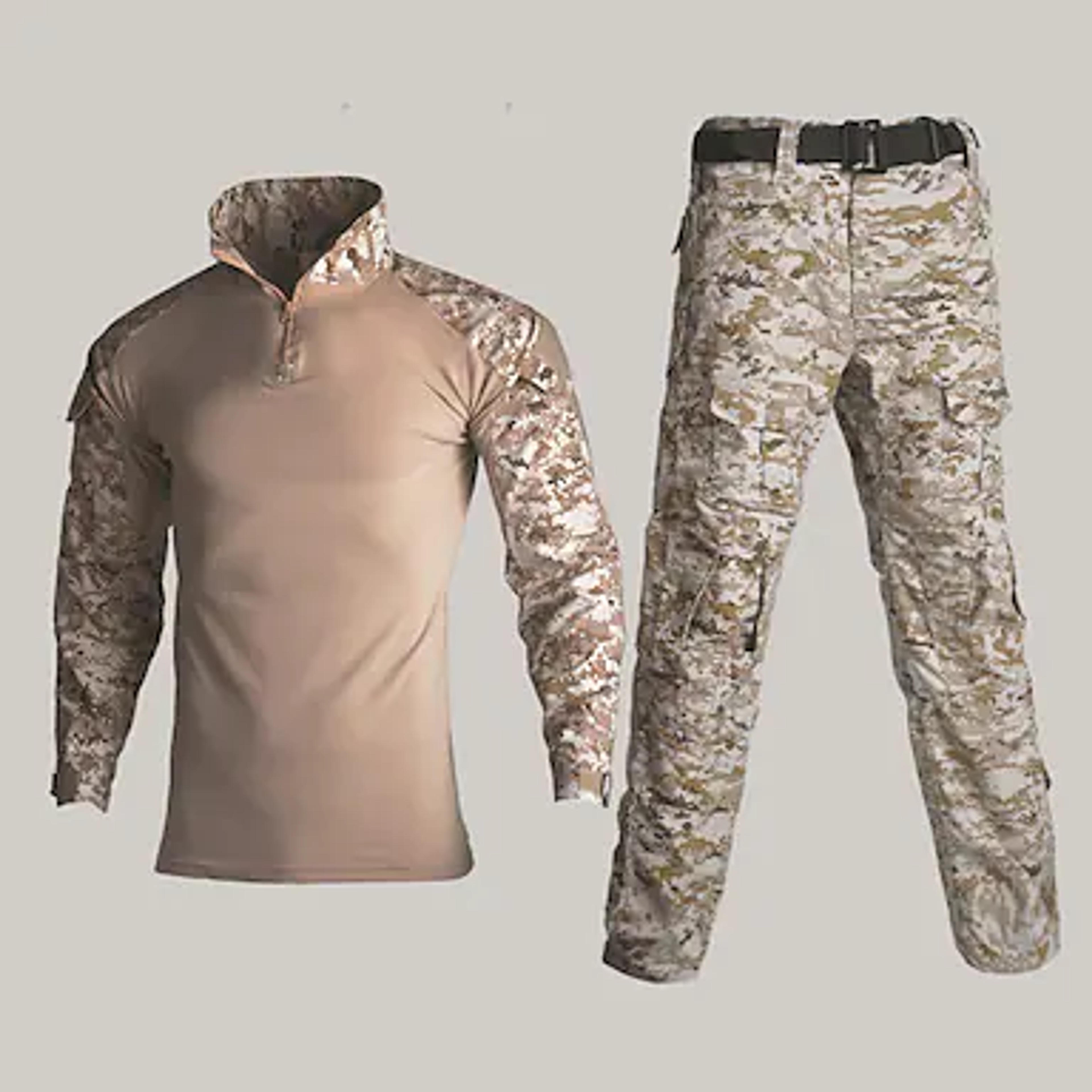 Men's Tactical Combat Shirt and Pants Hunting Suit Velcro Outdoor Ripstop Windproof Breathability Soft Winter Spring Autumn Camo / Camouflage Clothing Suit Polyester Camping / Hiking Hunting Outdoor 8249765 2022 – $70.99