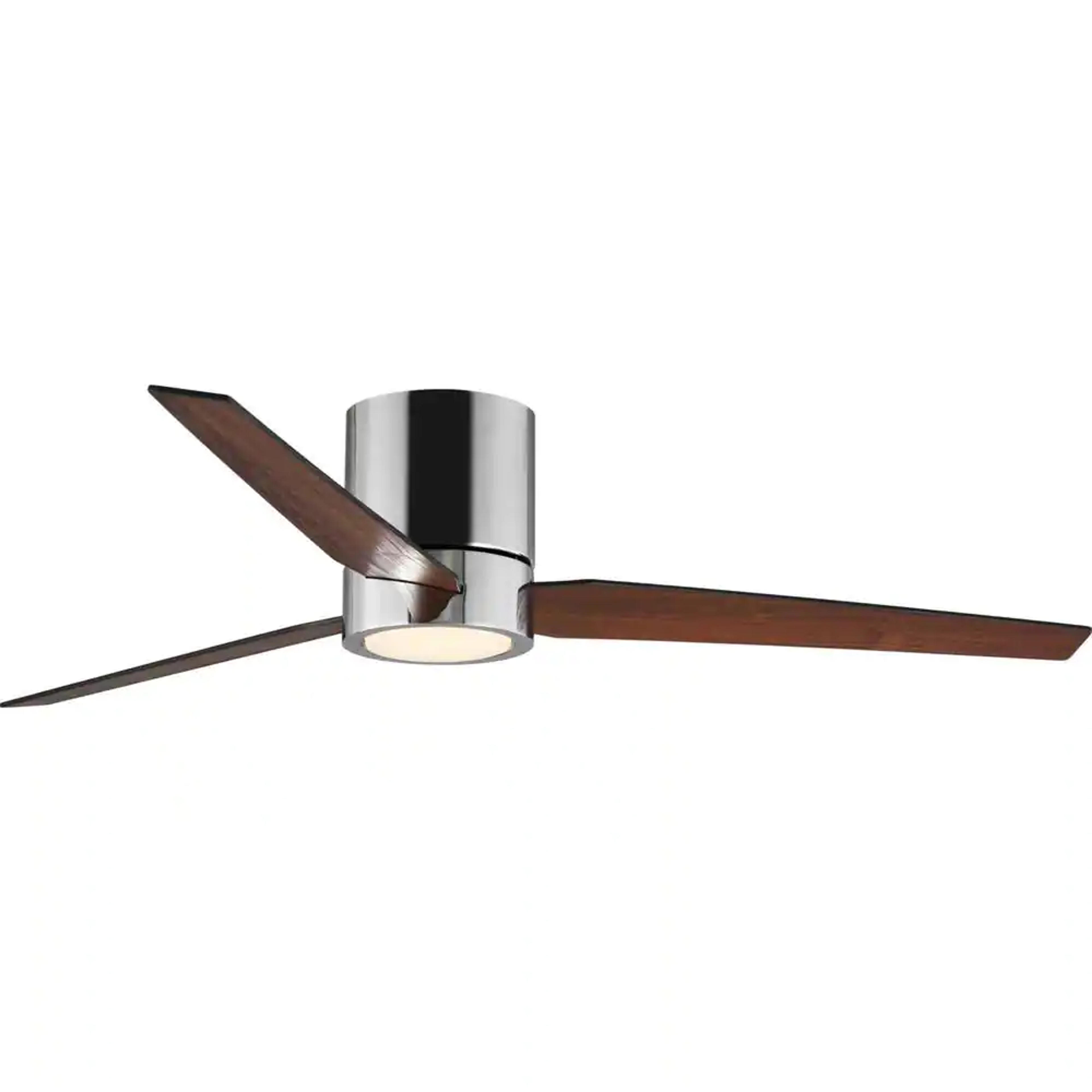 Progress Lighting Braden 56 in. 3-Blade LED Indoor Polished Chrome Walnut/Black Blades Mid-Century Modern Ceiling Fan with Remote P2588-1530K