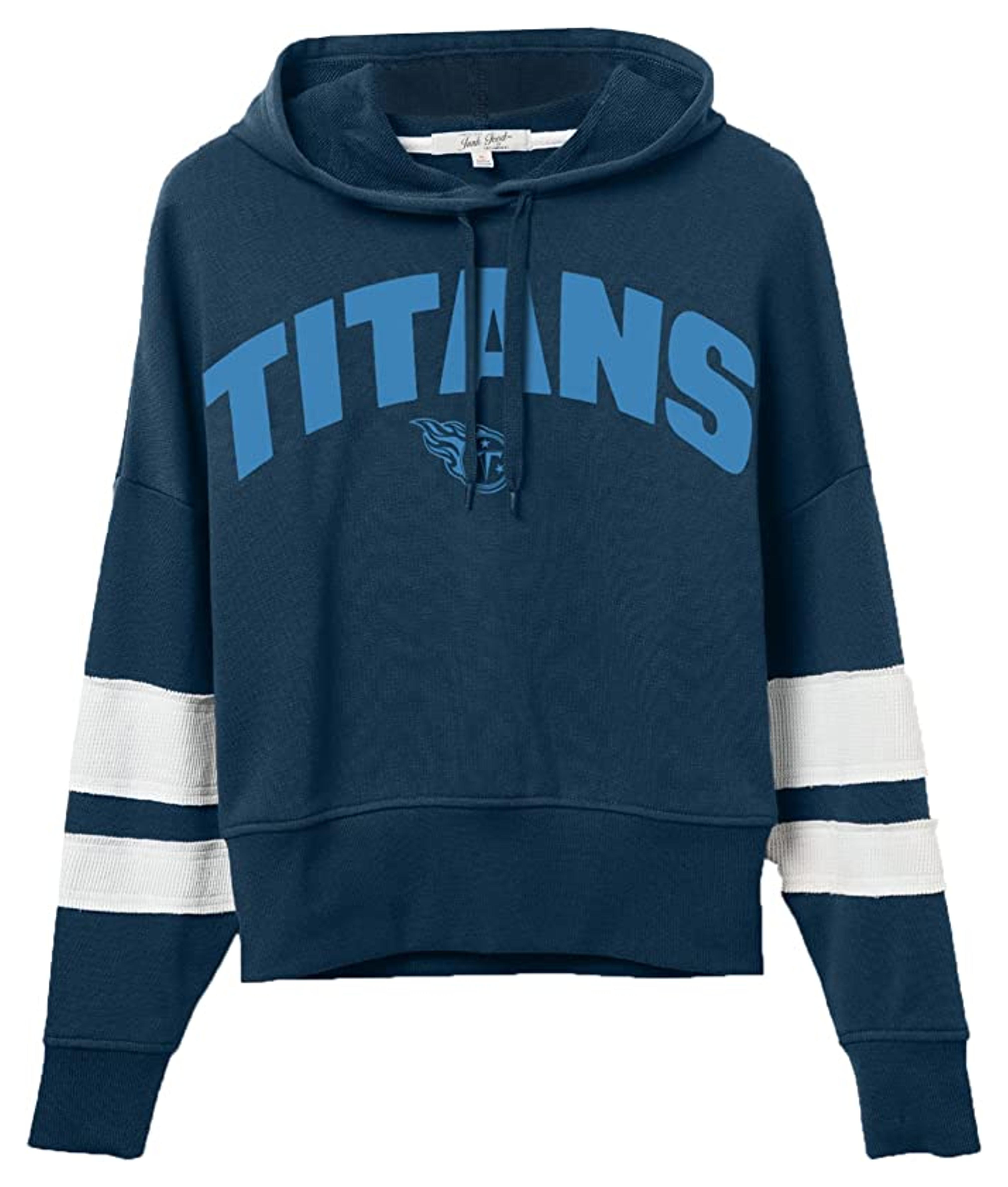 Amazon.com : Junk Food Clothing x NFL - Tennessee Titans - Sideline Stripe - Women's French Terry Hooded Fleece Sweatshirt - Size Medium : Sports & Outdoors