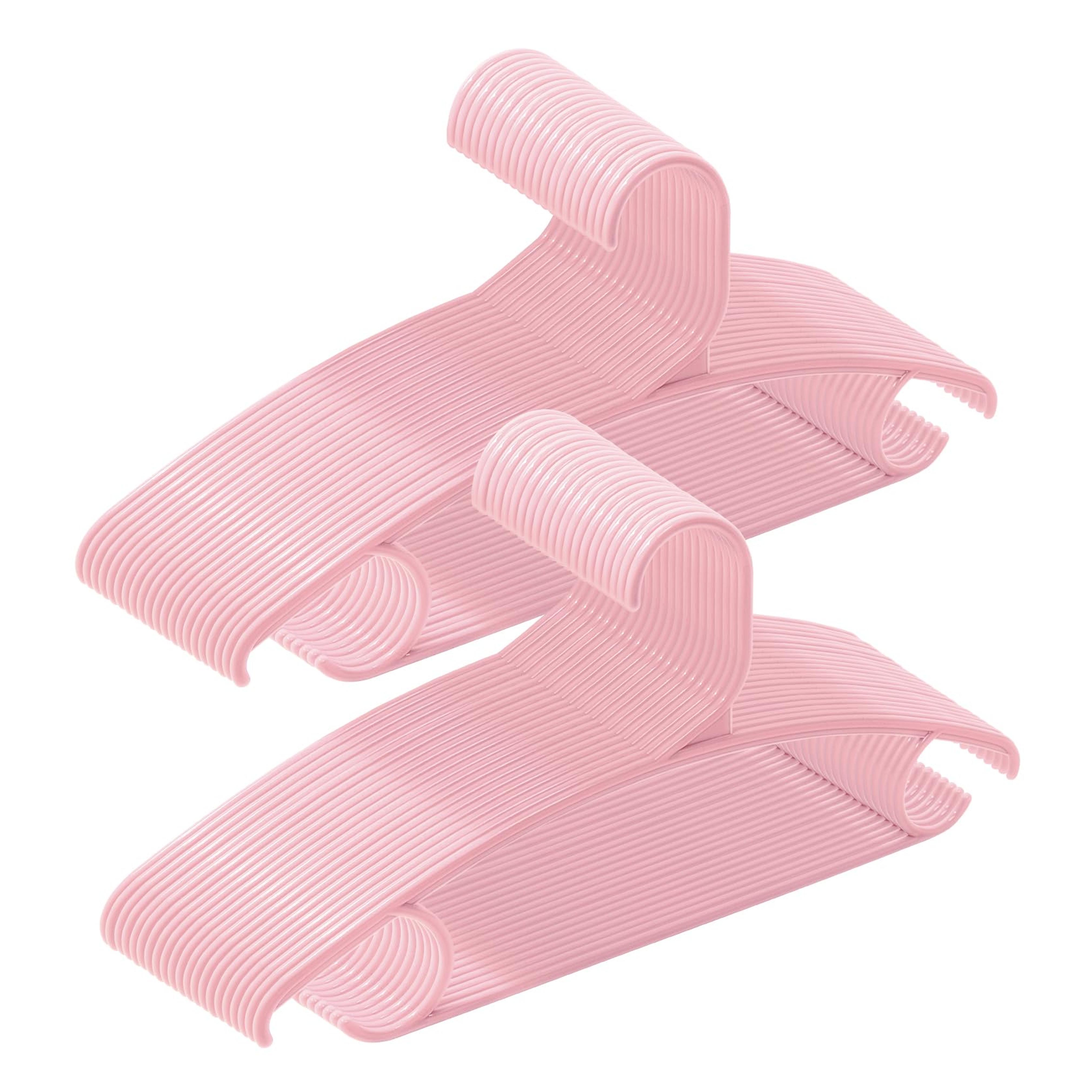 Pink Hangers 40 Pack - Clothes Hangers -Plastic Clothes Hangers with Hooks - Doom Room Essential - Space Saving Pink Hangers for Skirts, Shirts, Pants.