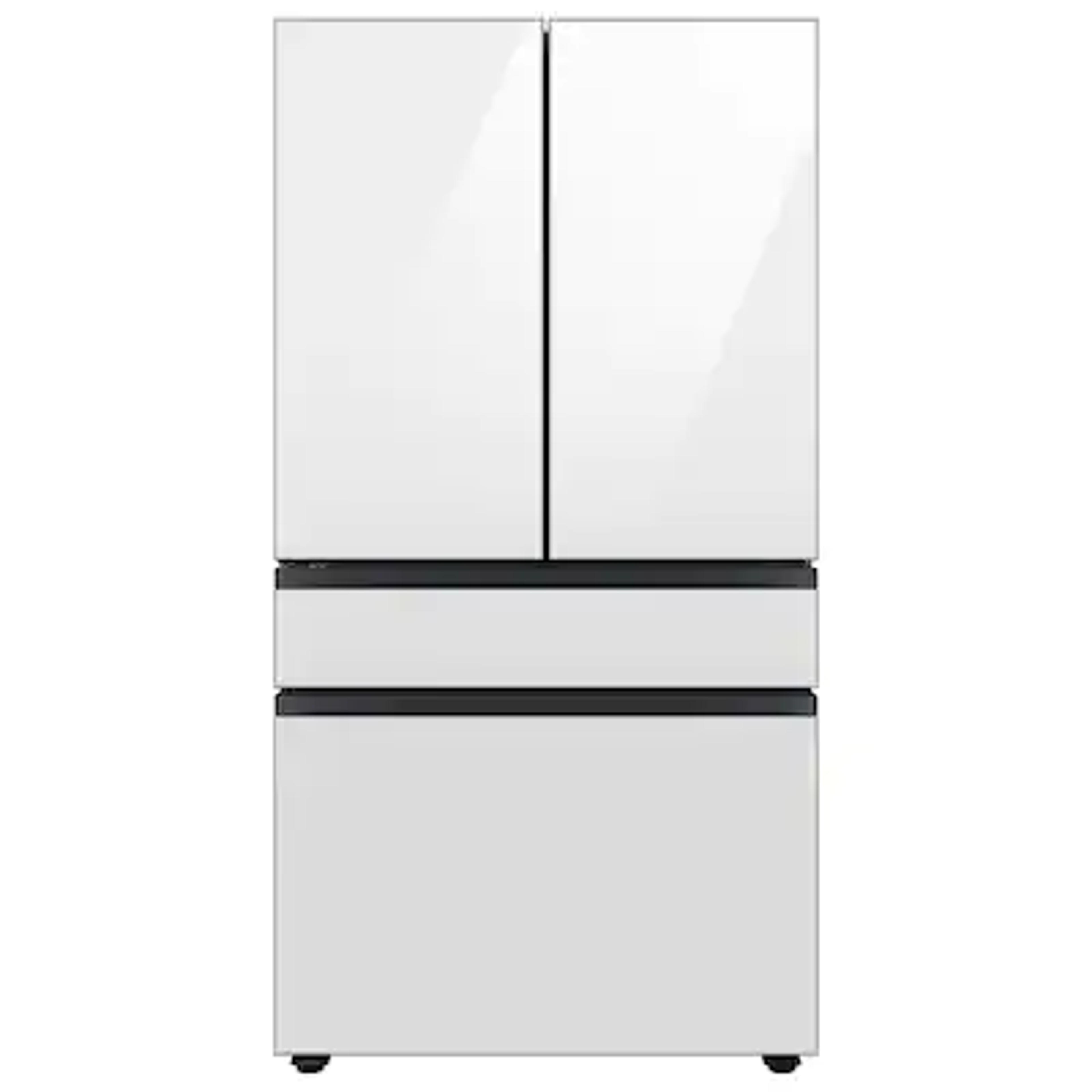 Samsung Bespoke 28.9-cu ft 4-Door French Door Refrigerator with Dual Ice Maker (White Glass- All Panels) ENERGY STAR in the French Door Refrigerators department at Lowes.com