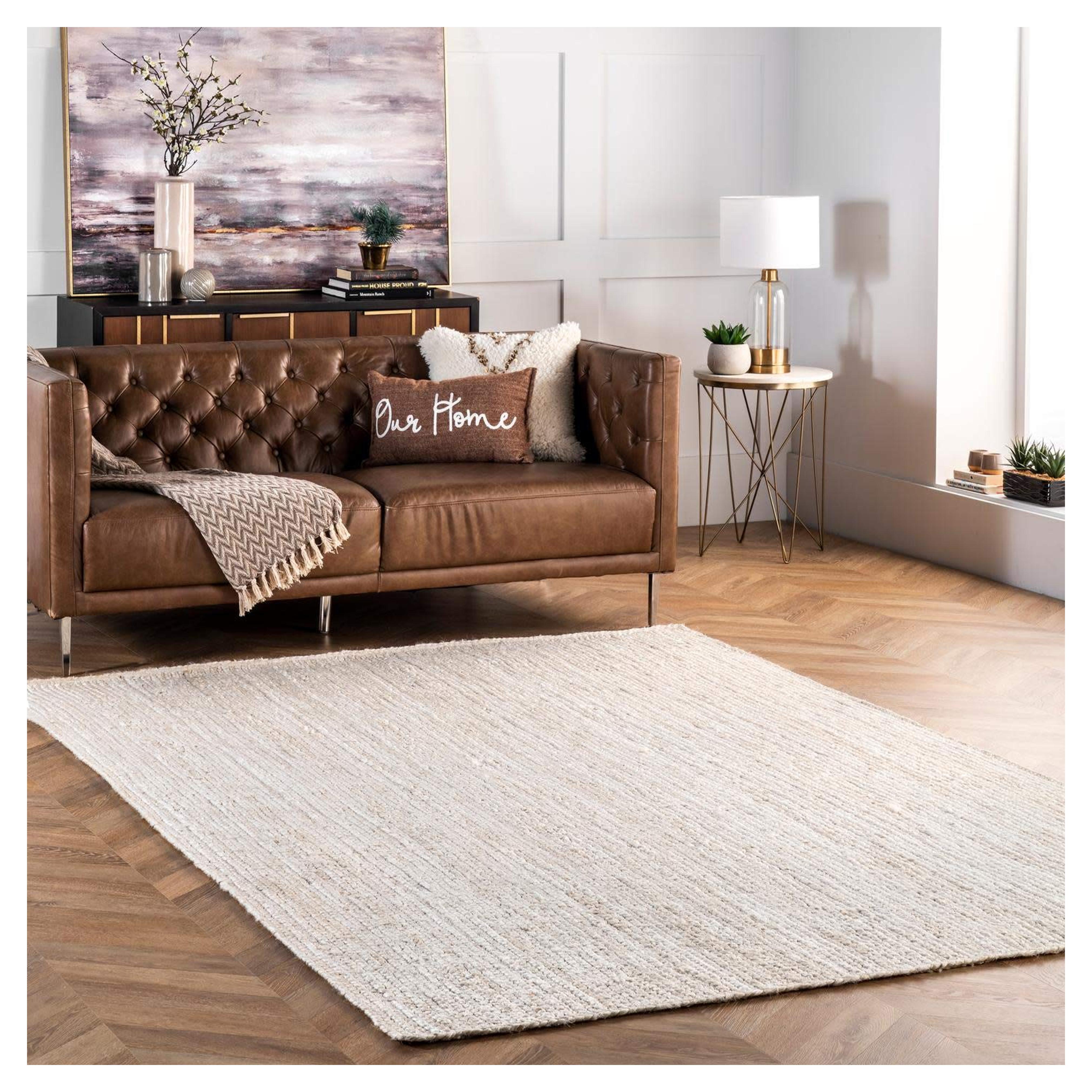 nuLOOM Rigo Hand Woven Jute Area Rug, 6' x 9', Off-white