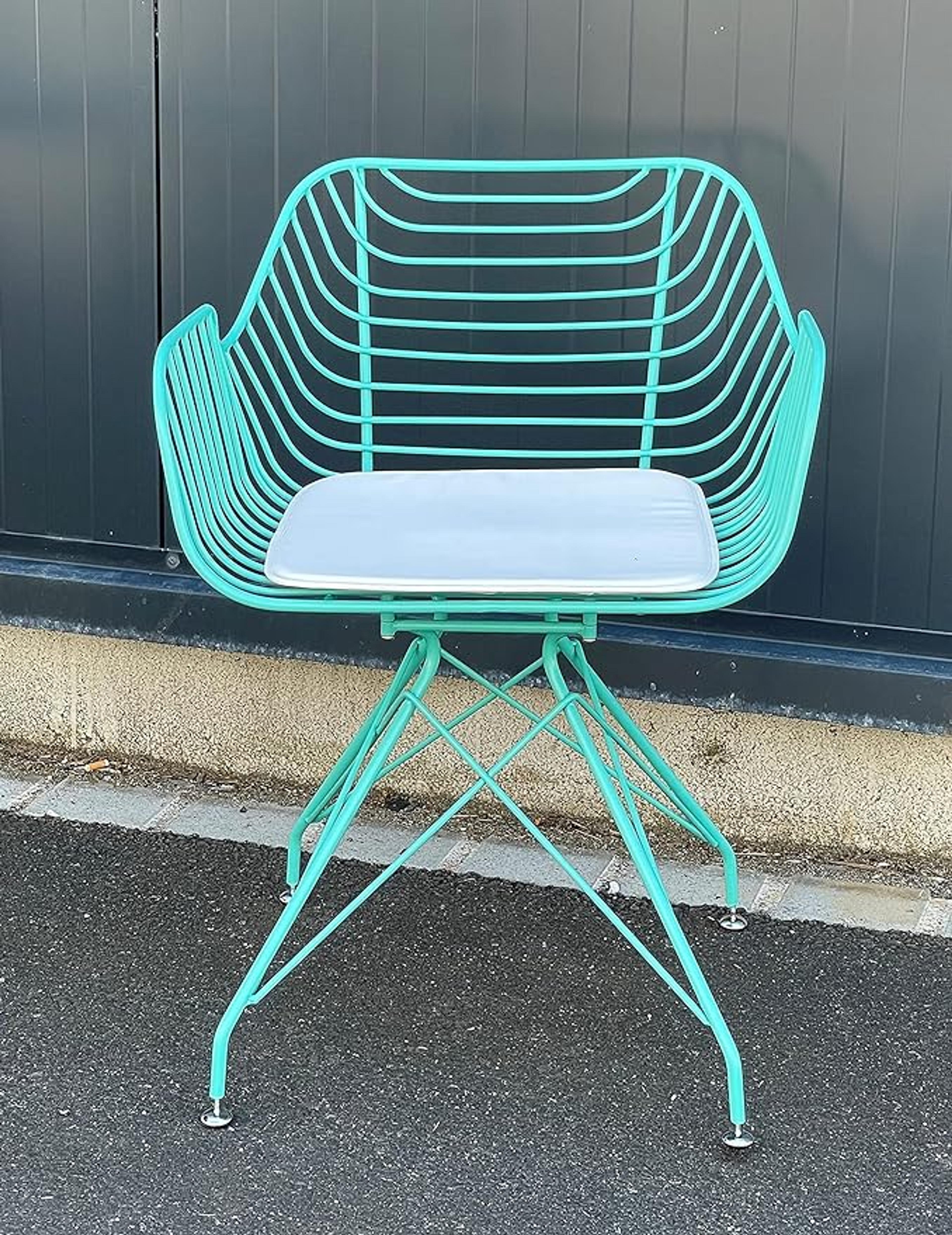 Vintagehaus Tulum Wire Metal Chair Outdoor/Indoor Industrial with Cushion Turquoise : Amazon.de: Home & Kitchen