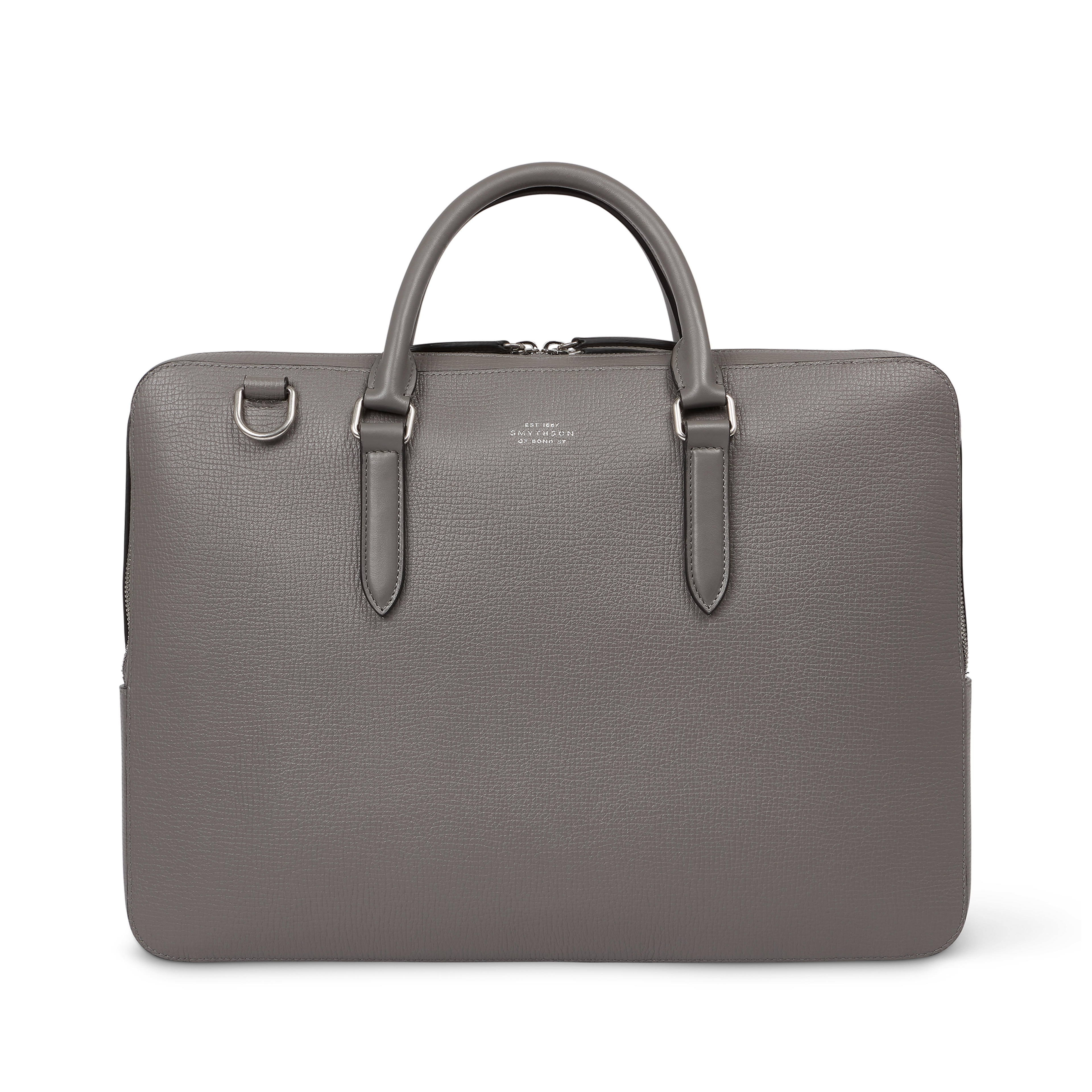 Ludlow Large Briefcase in dark steel | Smythson